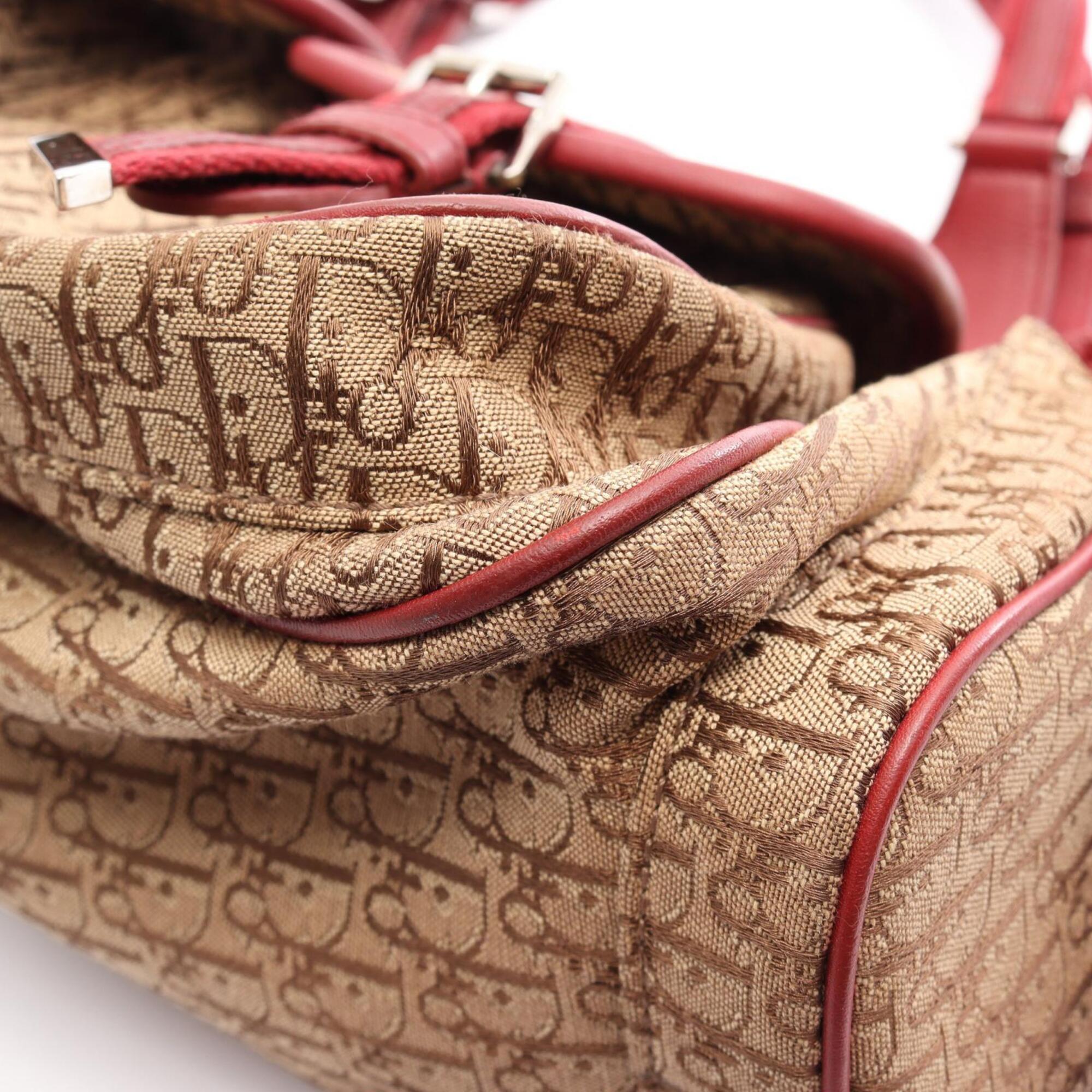 Christian Dior Beige Red Color Trotter Handbag (Pre-Owned)