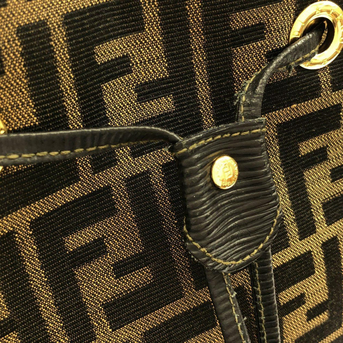Fendi Black Brown Canvas Leather Backpack (Pre-Owned)