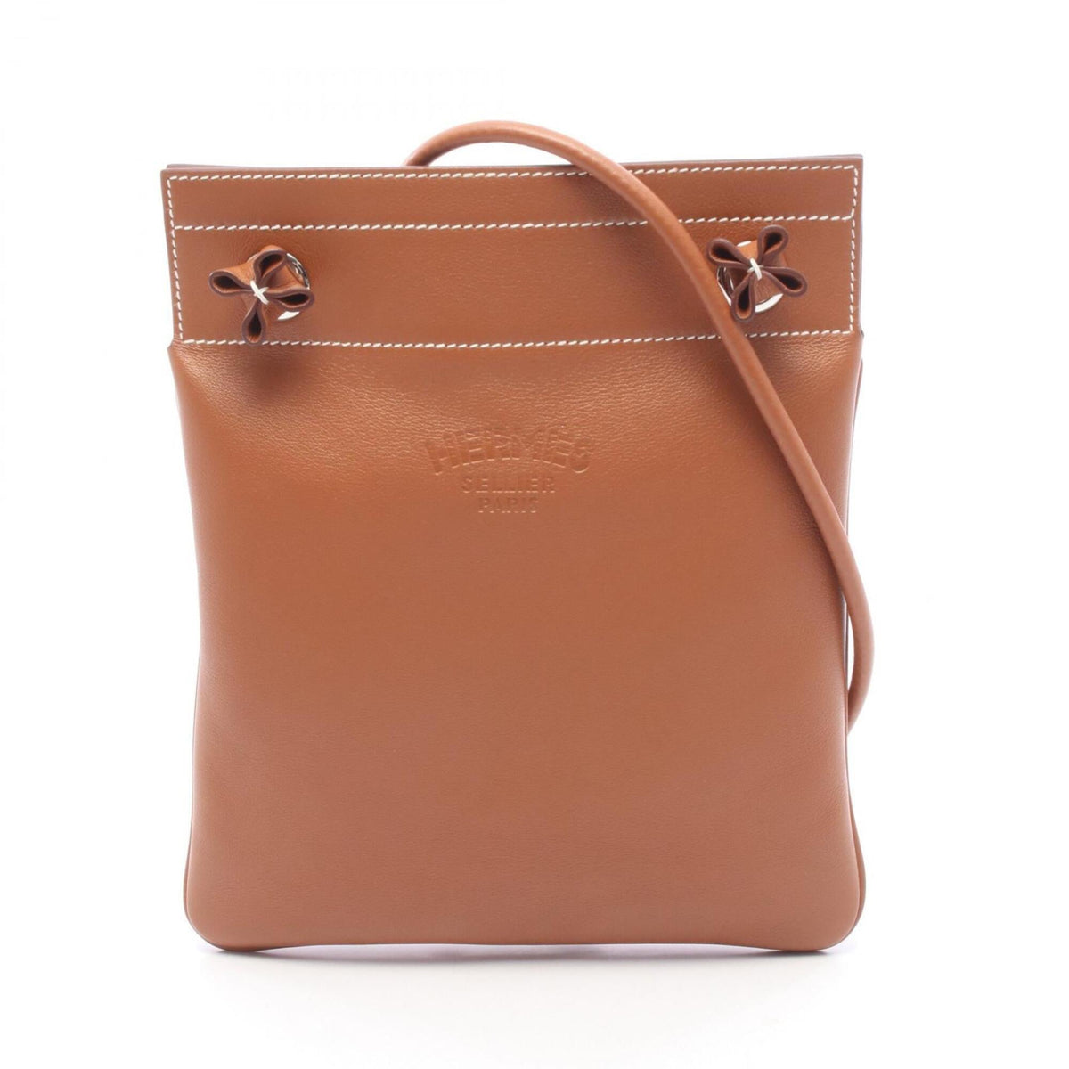Hermes Brown Leather Handbag Shoulder Bag (Pre-Owned)