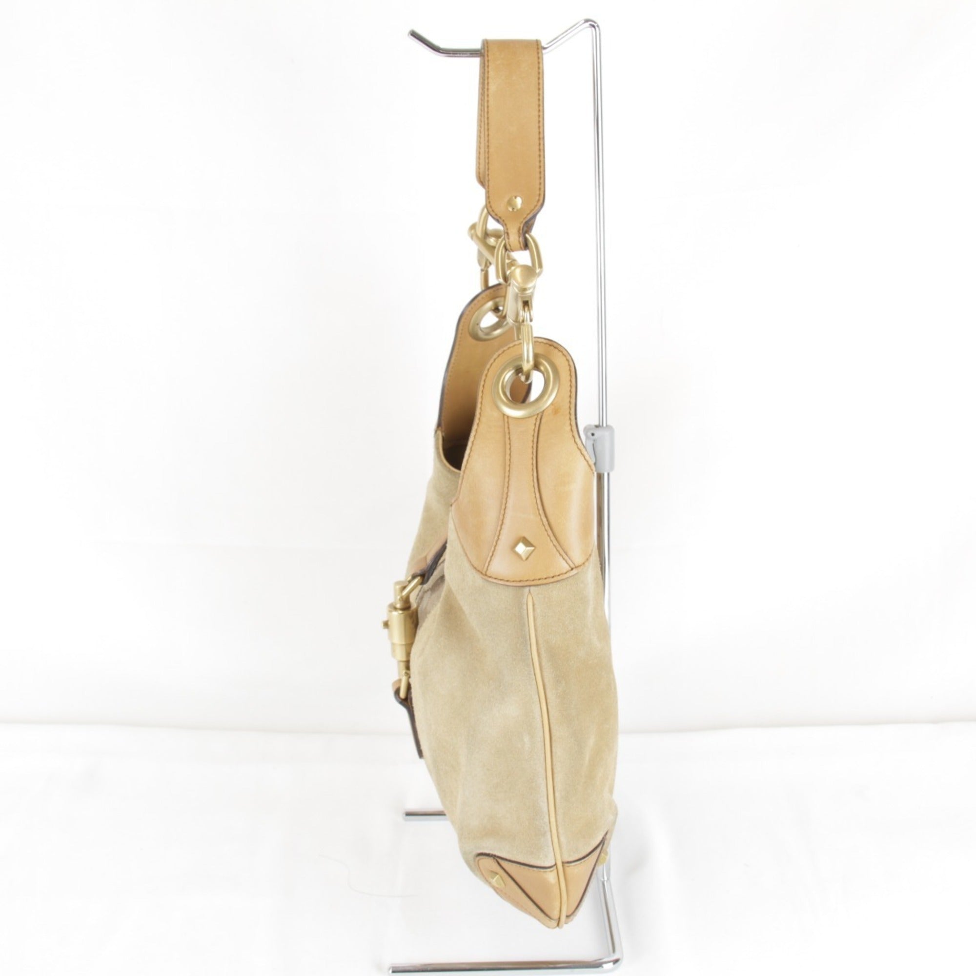 Gucci New Jackie Beige Suede Leather Handbag (Pre-Owned)