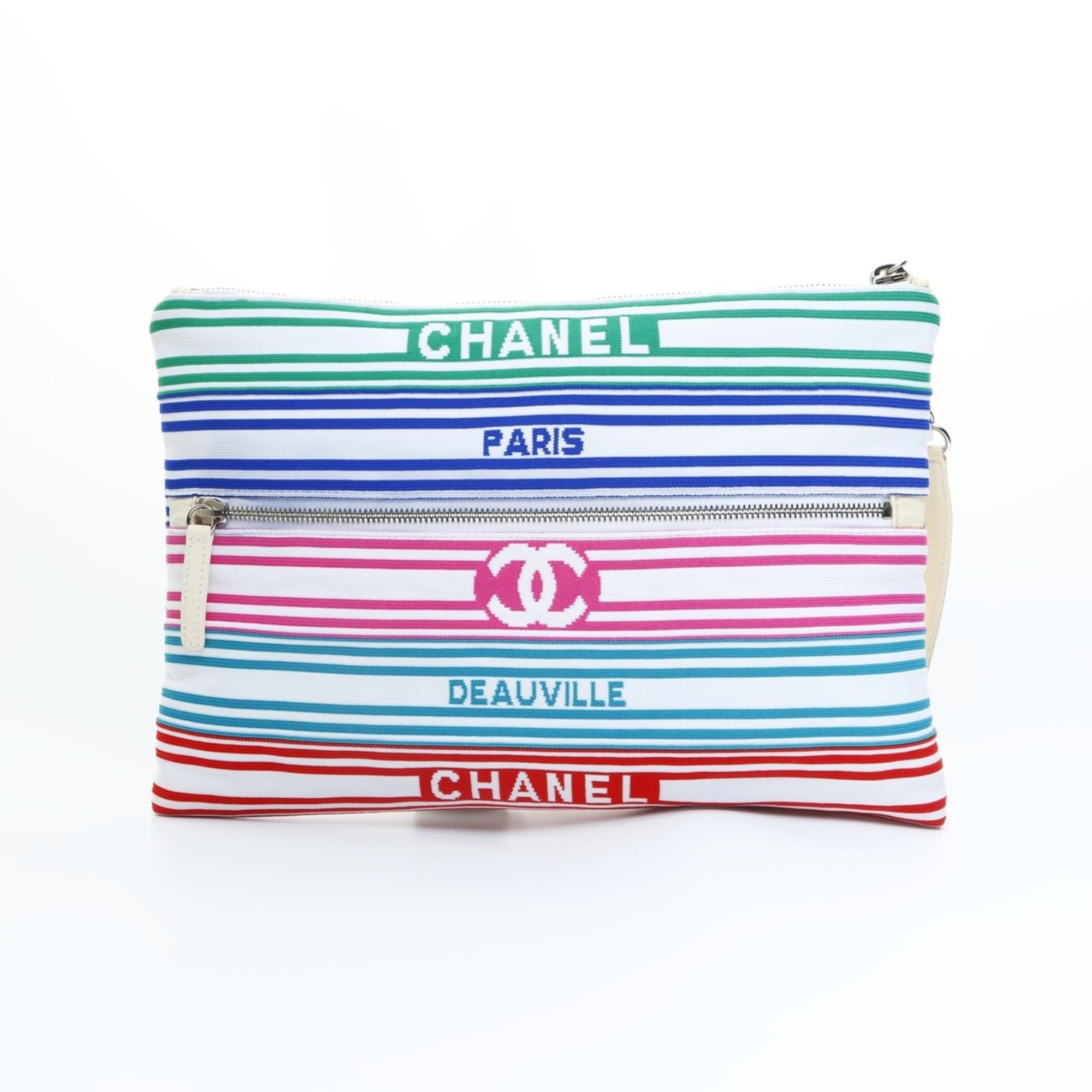 Chanel Multi-Color Cotton Canvas Clutch Bag (Pre-Owned)