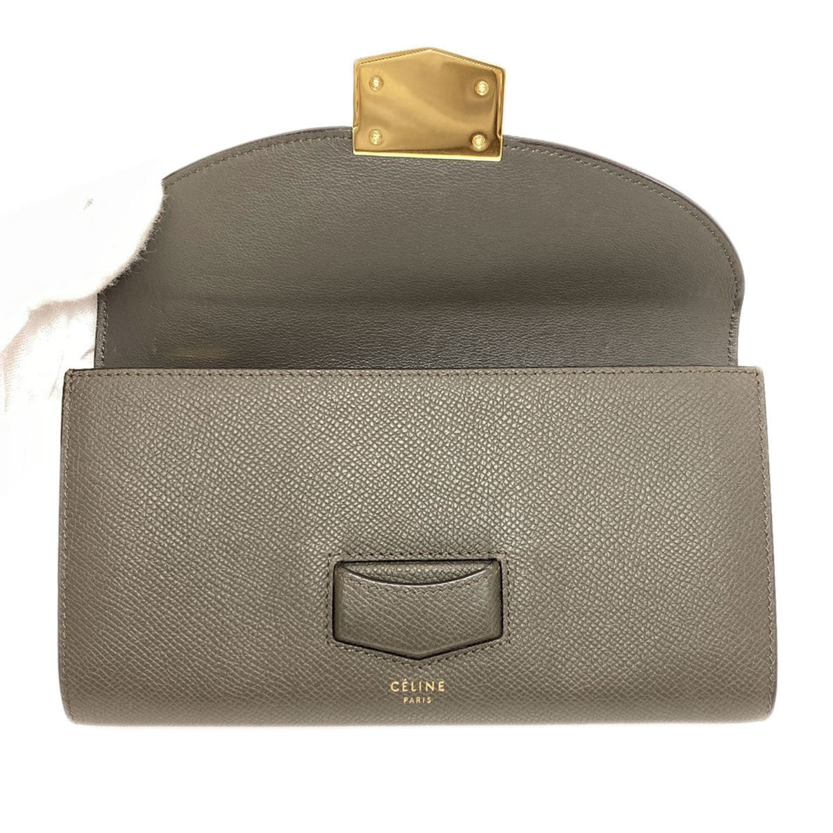 Celine Gray Leather Long Wallet (Bi-Fold) (Pre-Owned)