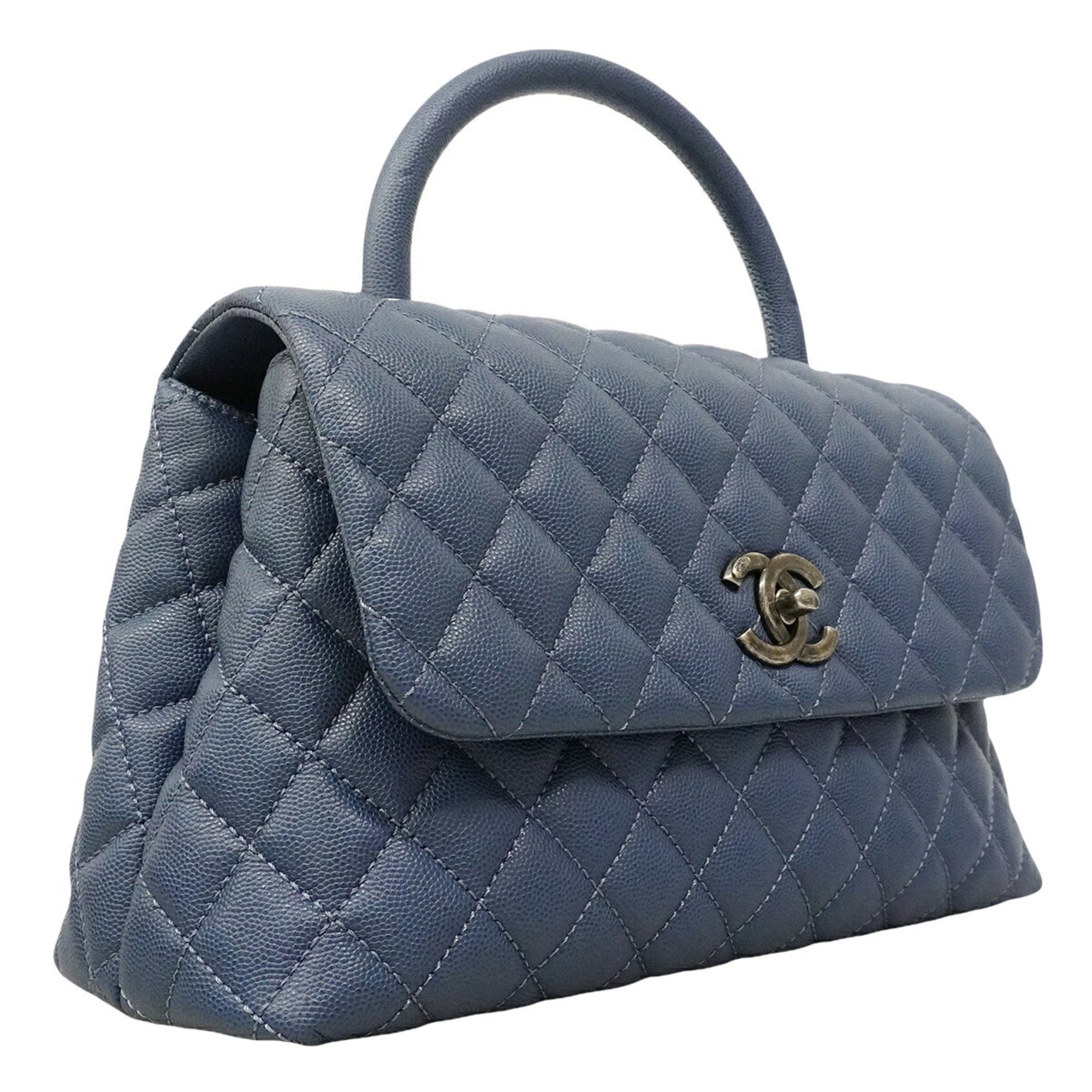 Chanel Blue Grained Calfskin Handbag (Pre-Owned)