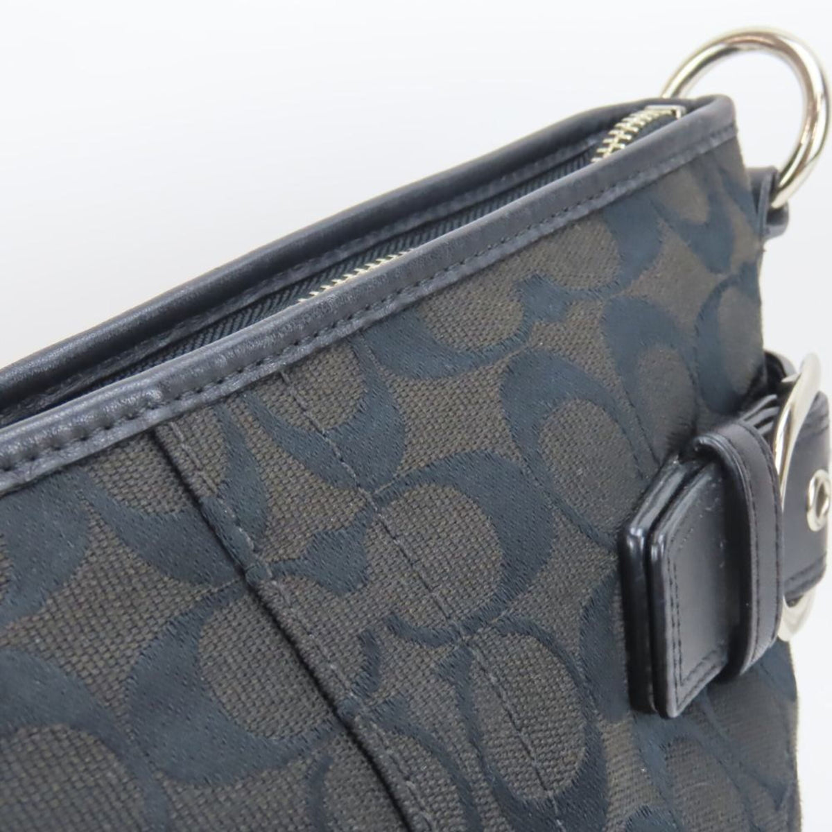 Coach Black Canvas Leather Shoulder Bag (Pre-Owned)