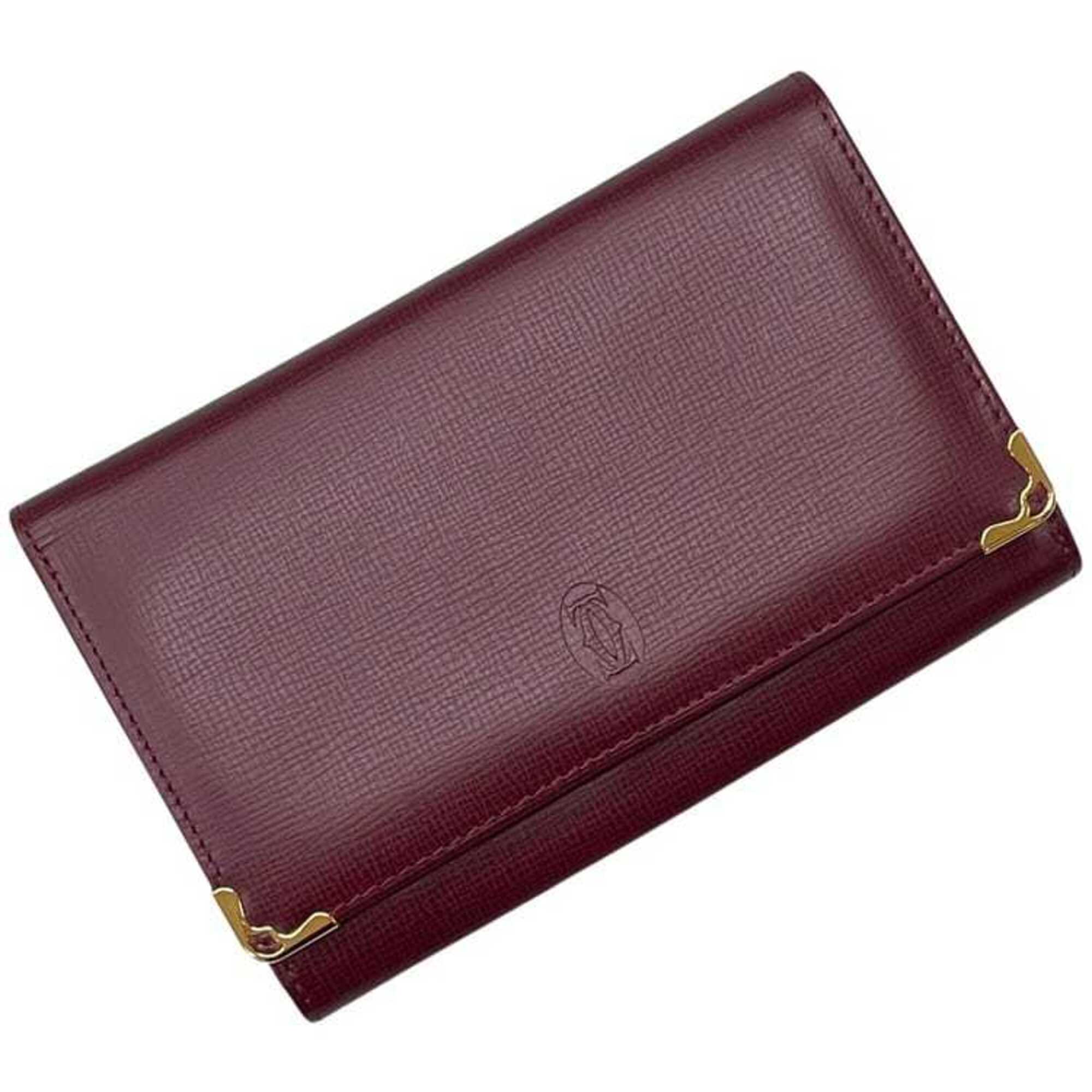 Cartier Bordeaux Wine Red Leather Wallet (Bi-Fold) (Pre-Owned)