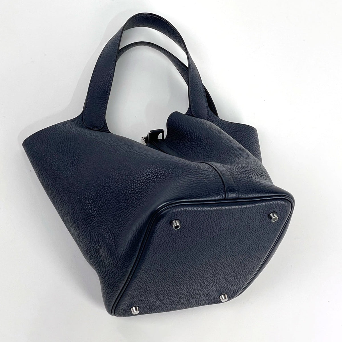 Hermes Blue Nuit Taurillon Clemence Leather Handbag (Pre-Owned)