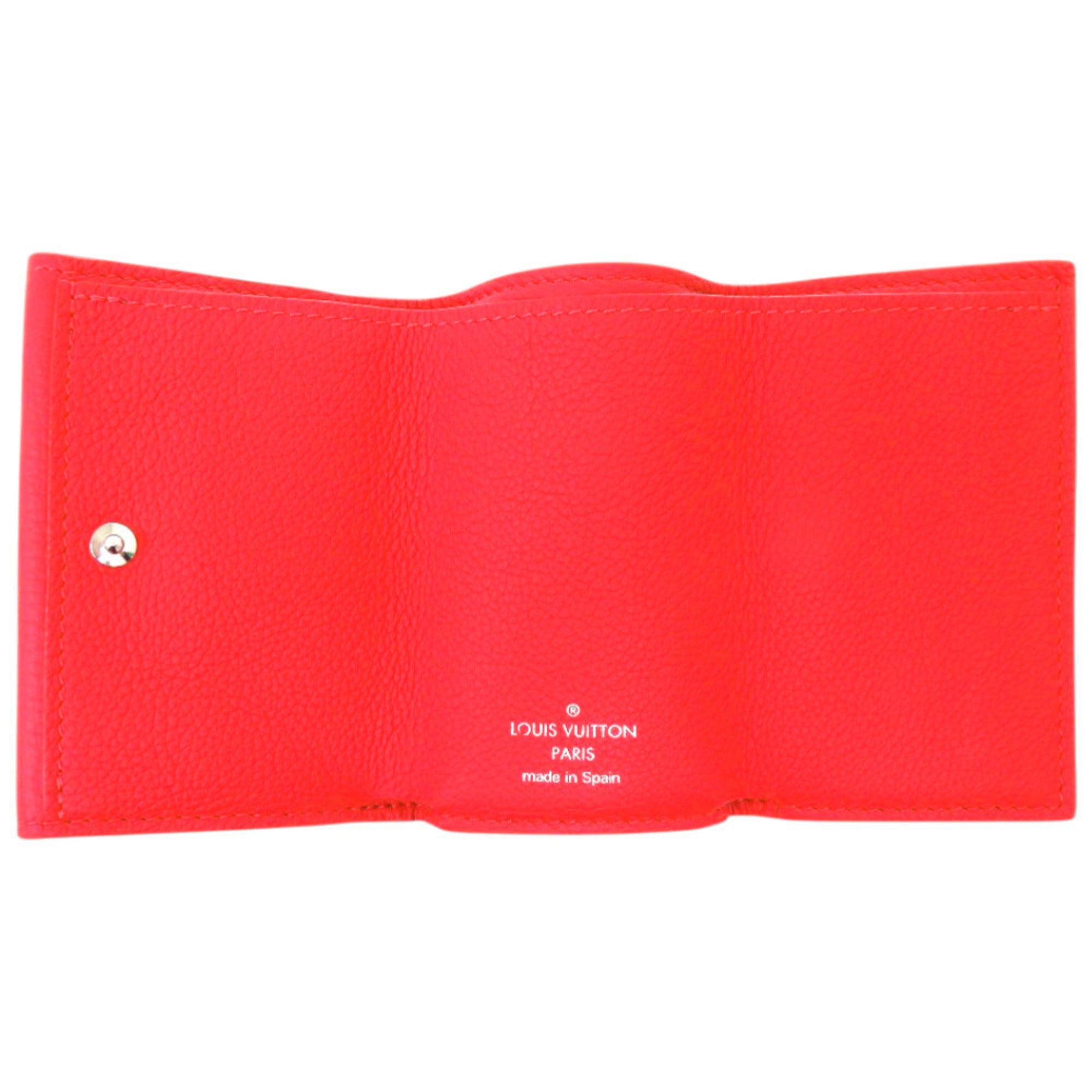 Louis Vuitton Red Color Leather Wallet (Tri-Fold) (Pre-Owned)