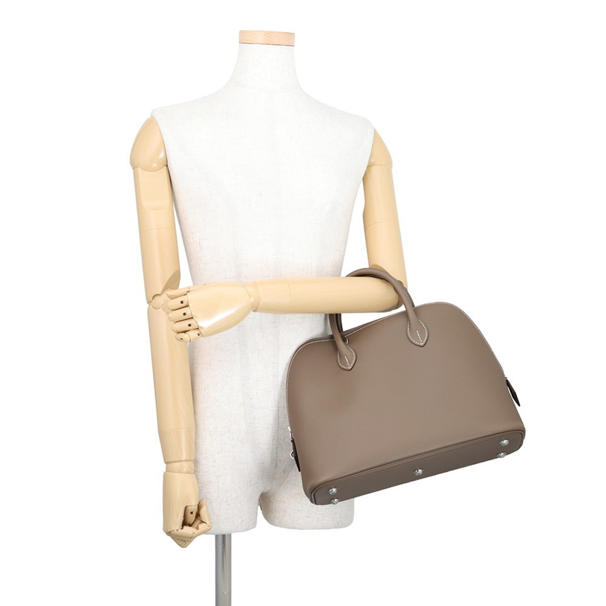 Hermes Bolide Etoupe Gray Epsom Leather Handbag (Pre-Owned)