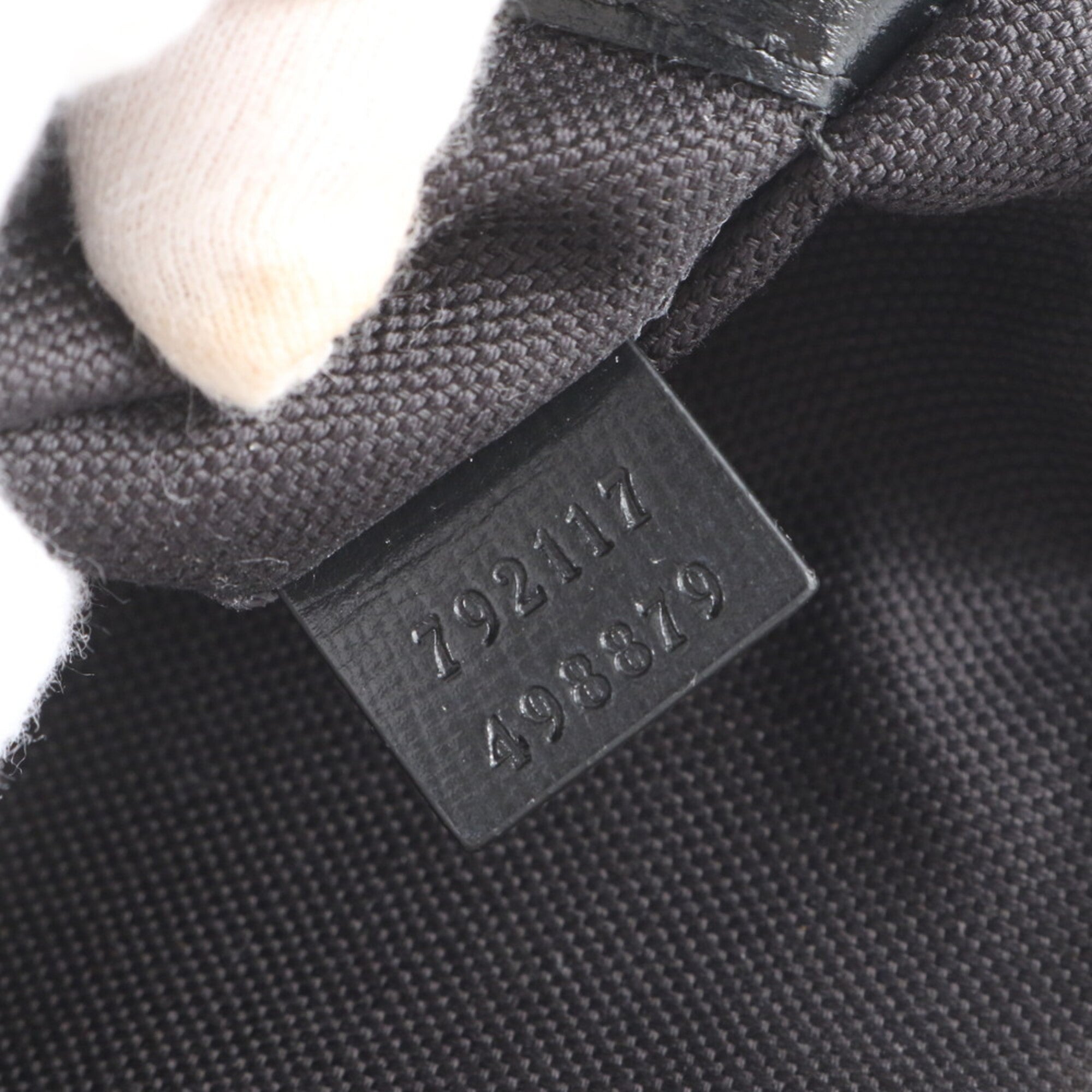 Gucci Black Leather Coated Canvas Handbag Pouch (Pre-Owned)