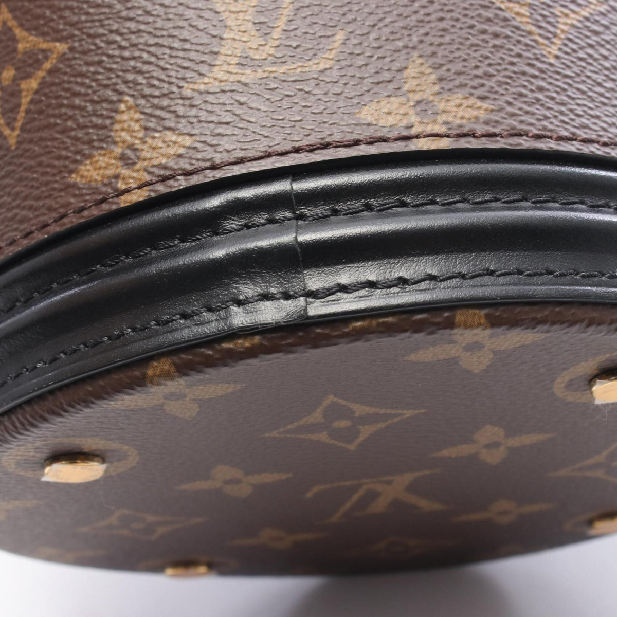 Louis Vuitton Black Brown Monogram Coated Canvas Leather Handbag (Pre-Owned)