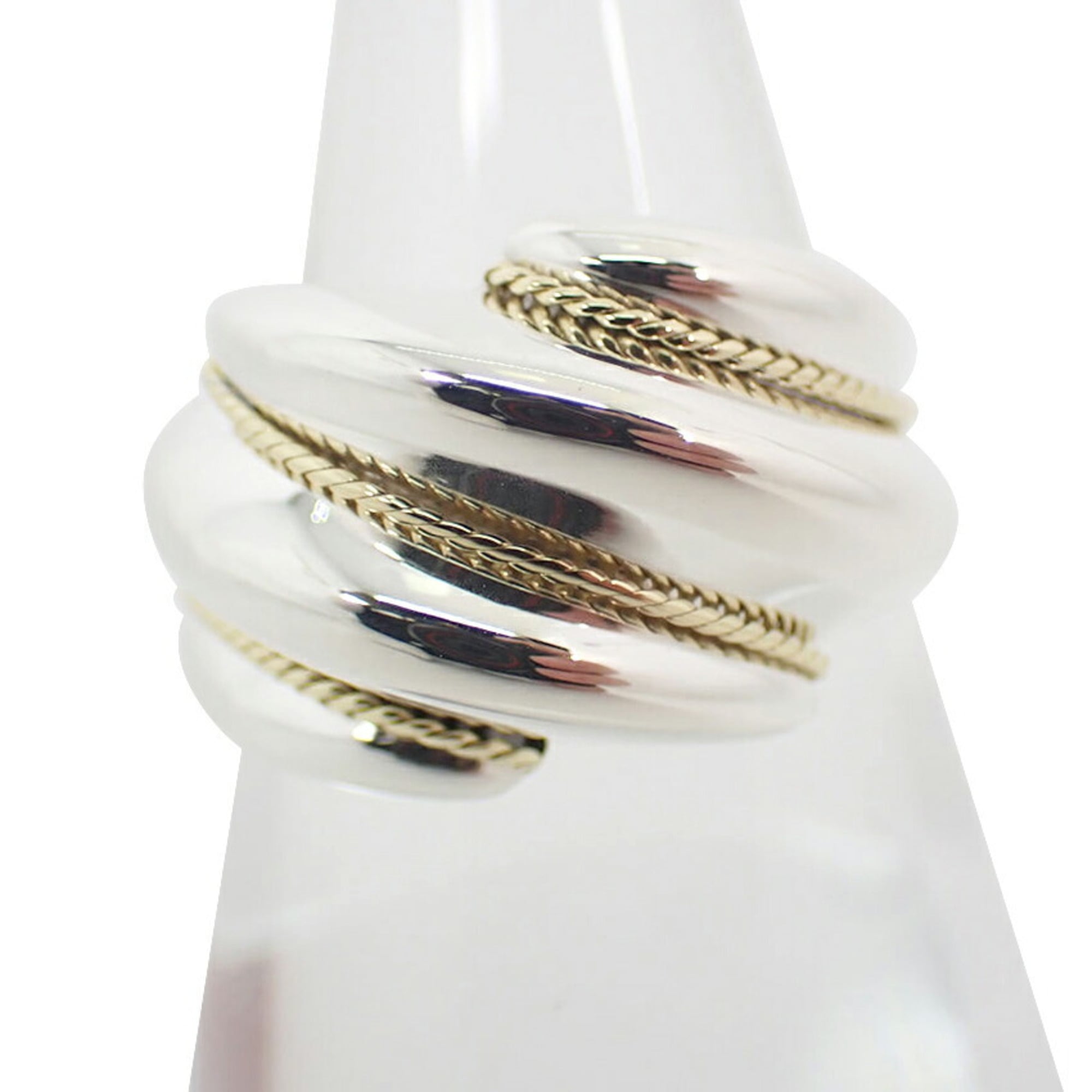 Tiffany Silver Yellow Gold Yellow Gold (18K) Sterling Silver 925 Band Ring (Pre-Owned)