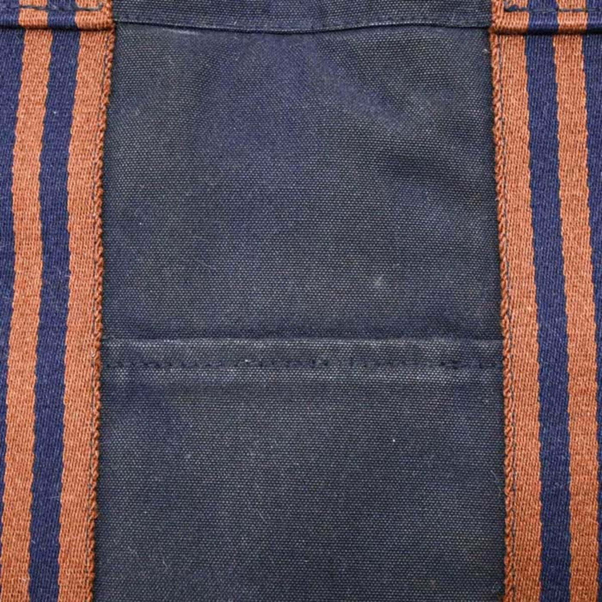 Hermes Brown Navy Canvas Handbag Tote Bag (Pre-Owned)
