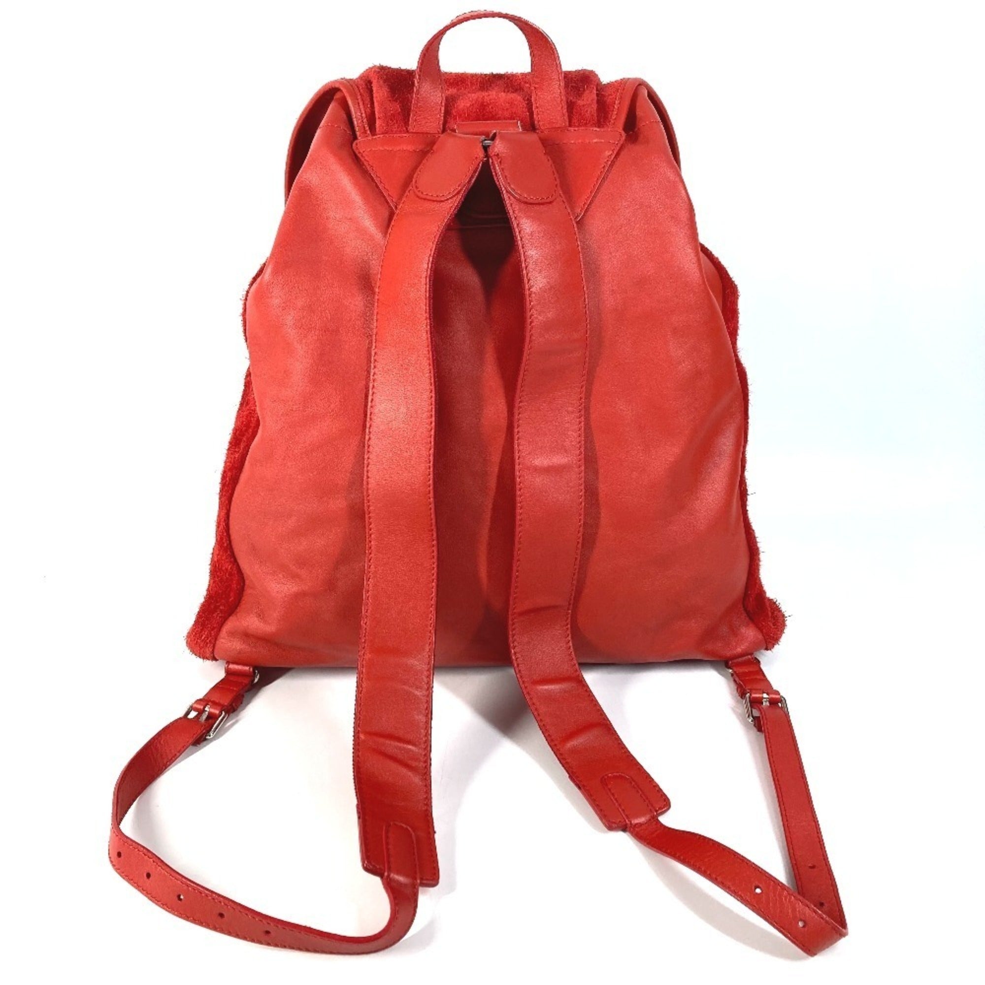 Balenciaga Red Color Leather Suede Backpack (Pre-Owned)