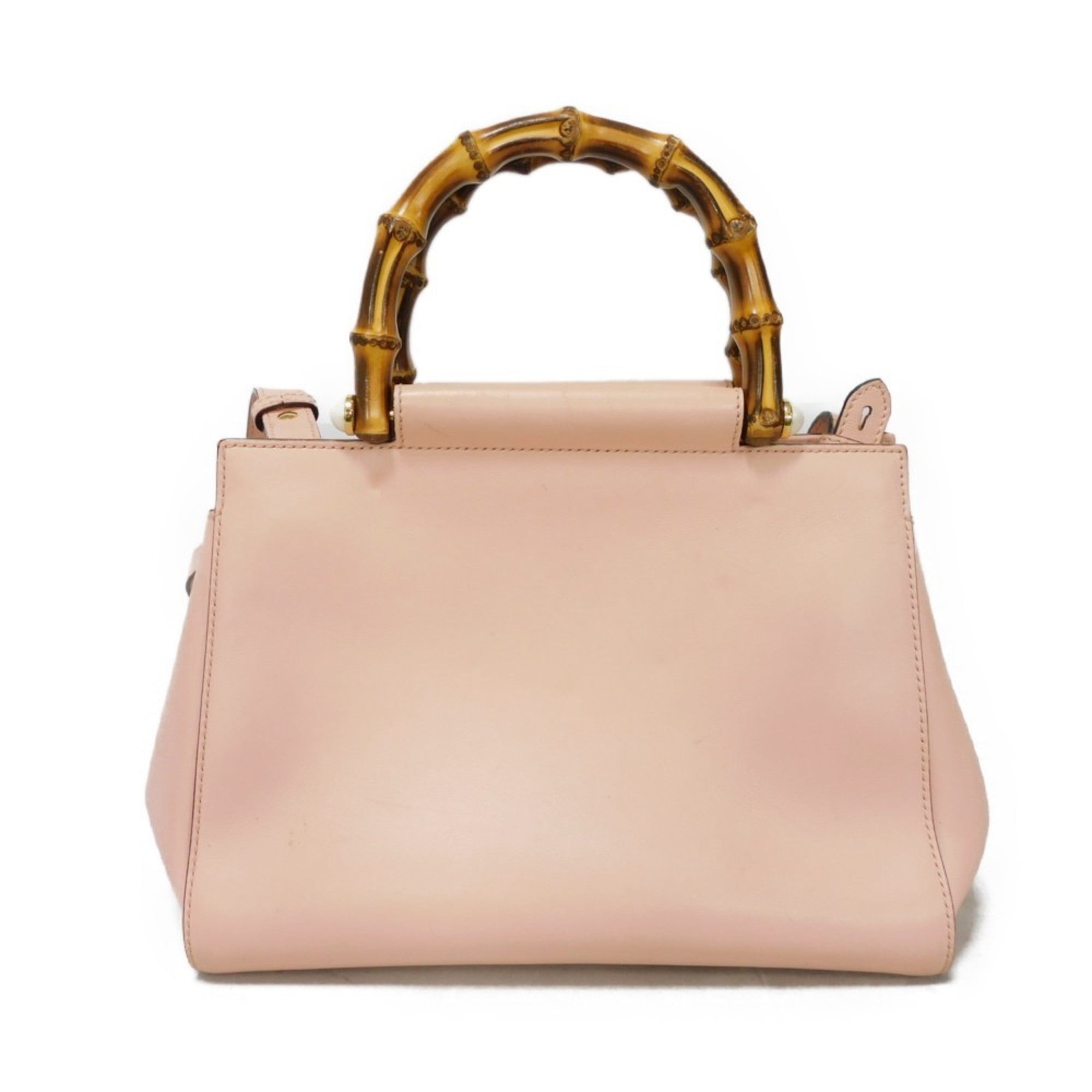 Gucci Light Pink Bamboo Leather Handbag (Pre-Owned)