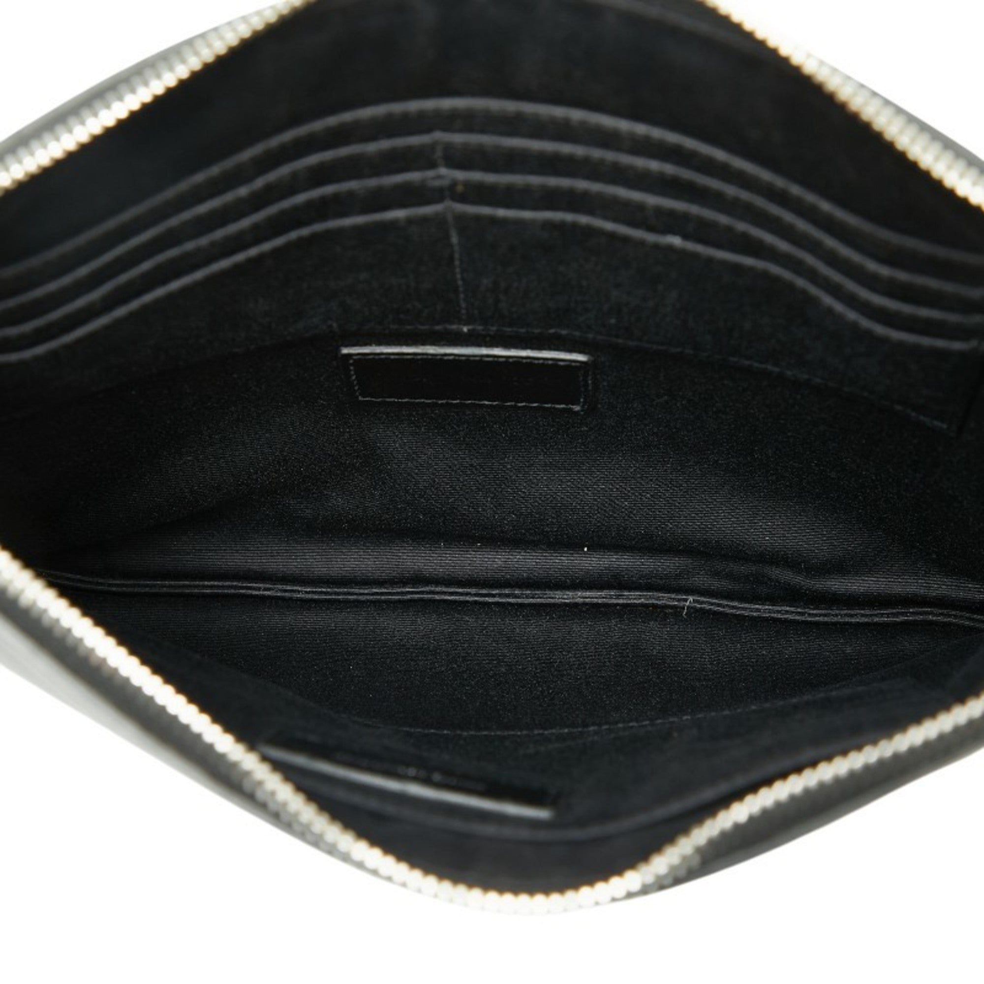 Saint Laurent Black White Leather Clutch Bag (Pre-Owned)