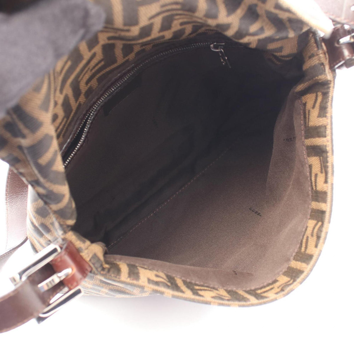 Fendi Zucca Black Brown Canvas Leather Handbag Shoulder Bag (Pre-Owned)