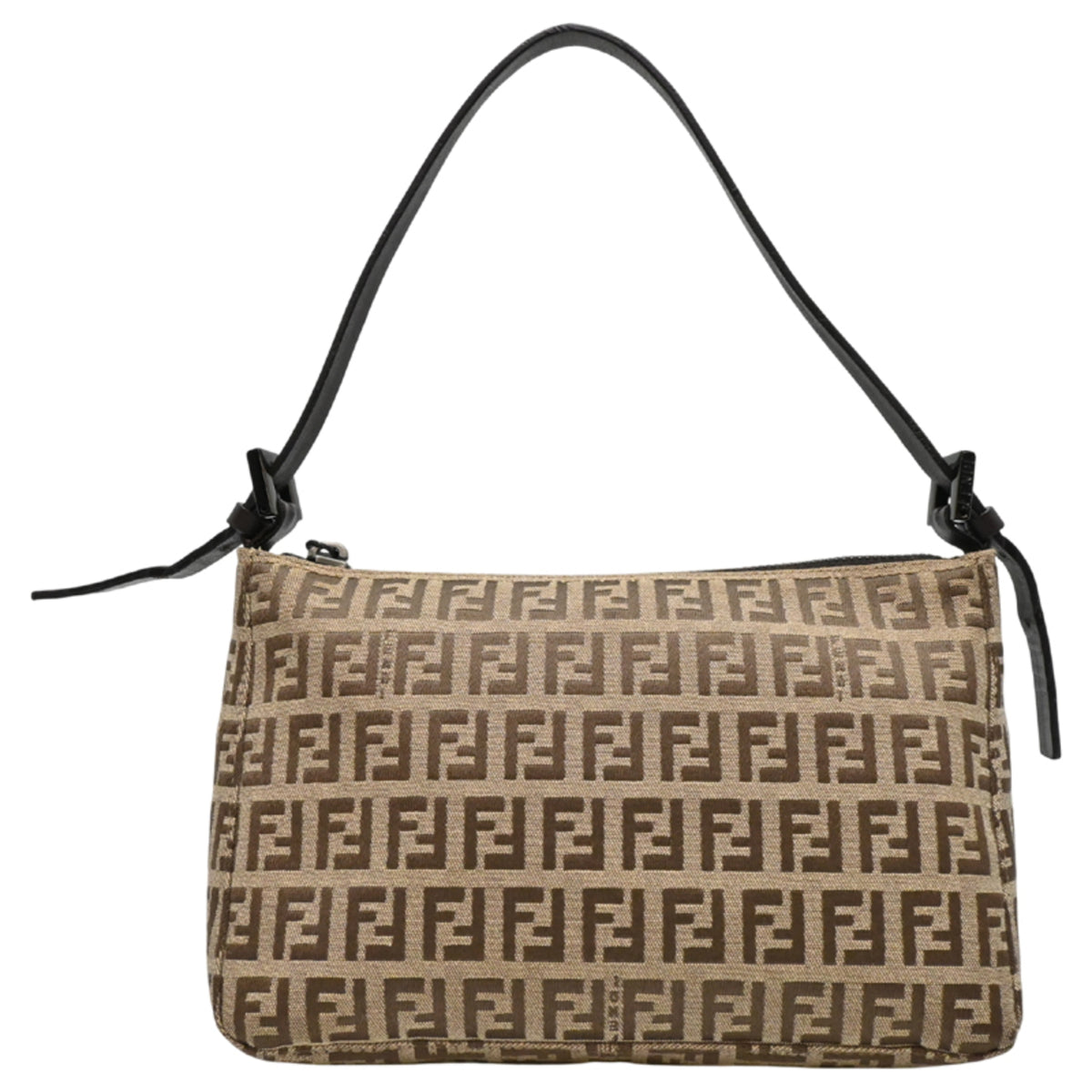 Fendi Beige Brown Canvas Leather Handbag (Pre-Owned)