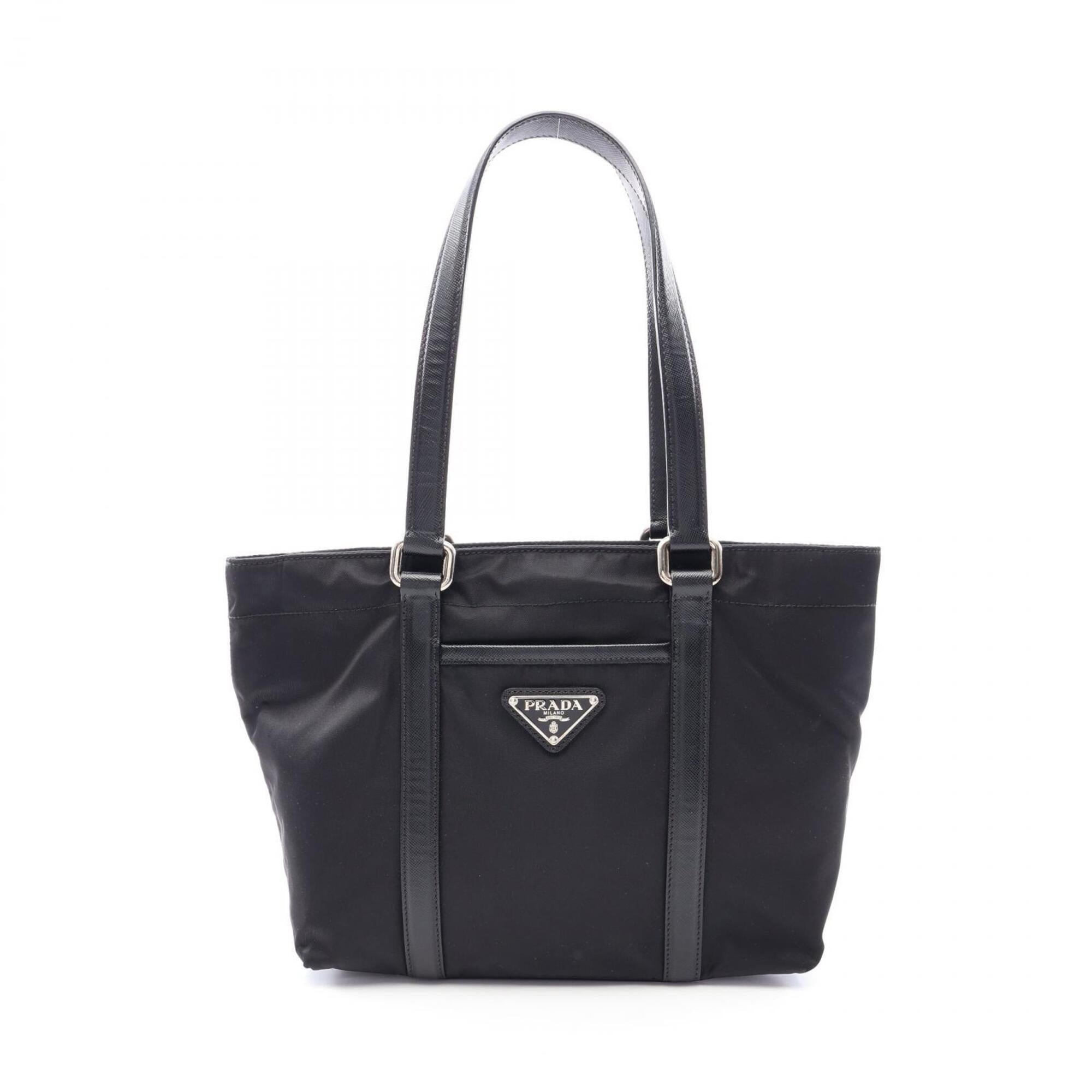 Prada Black Nylon Leather Tote Bag (Pre-Owned)