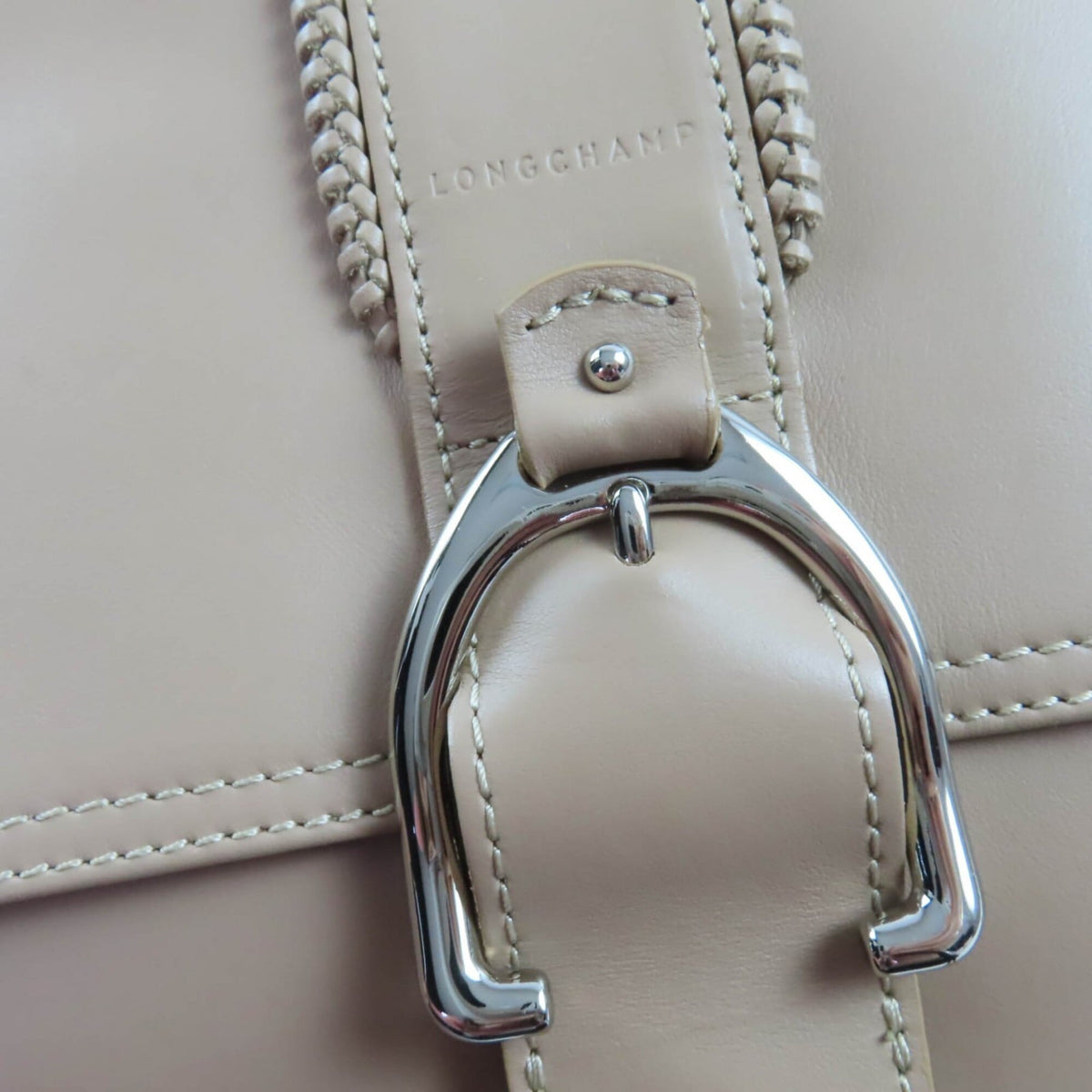 Longchamp Brown Leather Handbag Shoulder Bag (Pre-Owned)