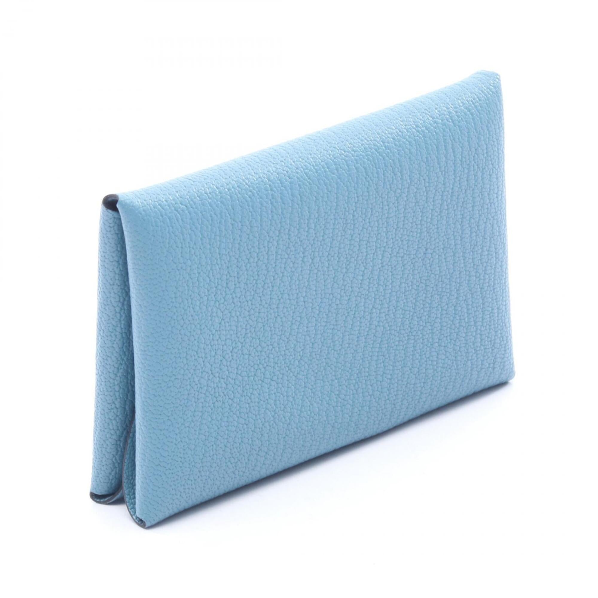 Hermes Blue Chevre Leather Leather Coin Purse/Coin Case (Pre-Owned)