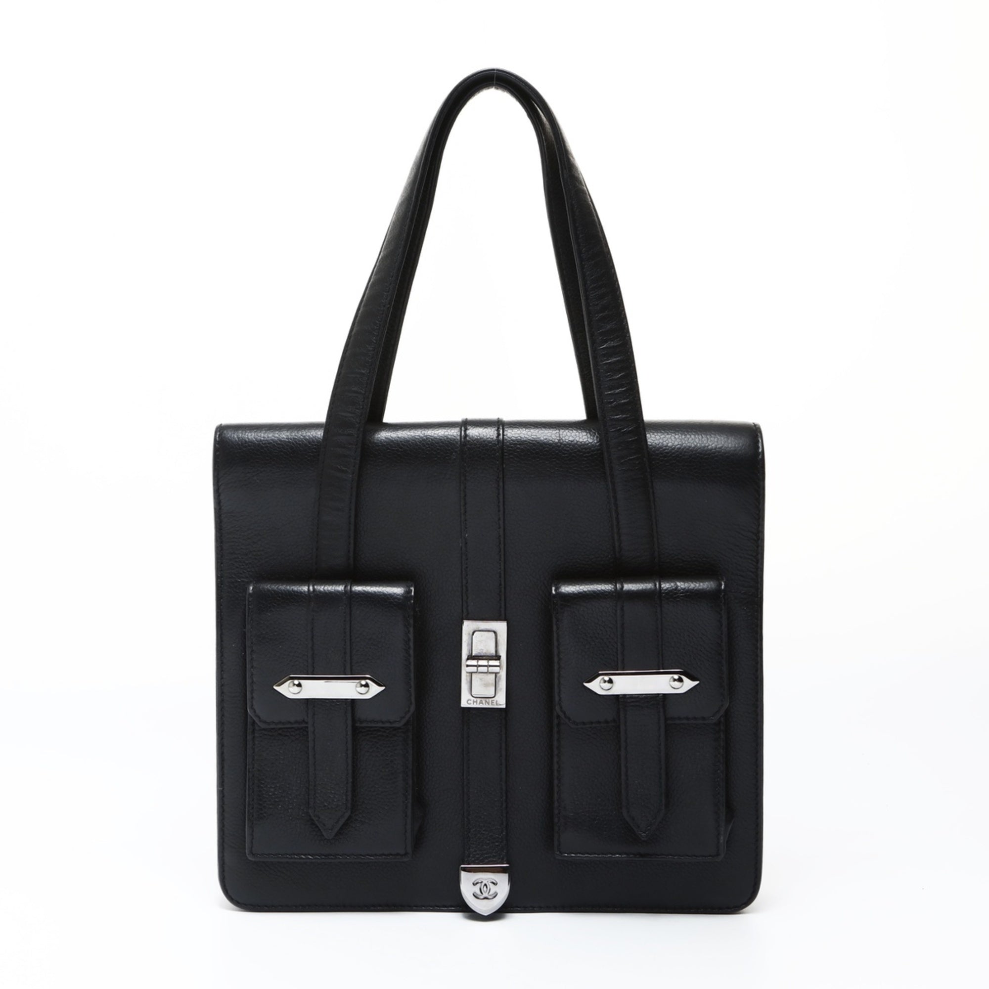 Chanel 2.55 Black Leather Shoulder Bag (Pre-Owned)