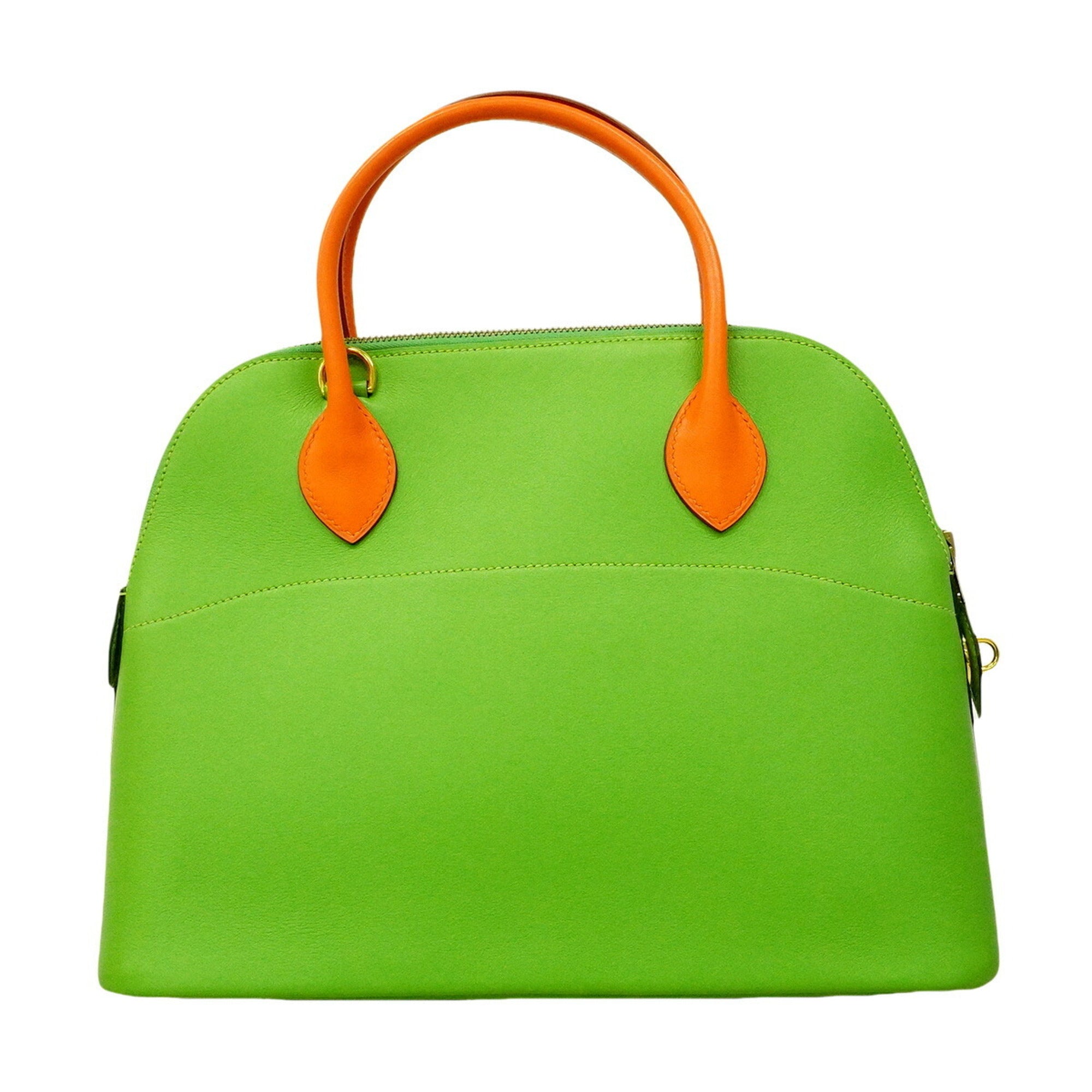 Hermes Apple Green Orange Gulliver Leather Handbag (Pre-Owned)