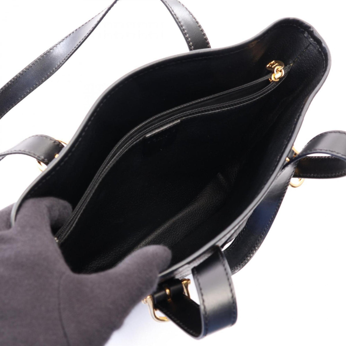 Celine Black Brown Leather Handbag Tote Bag (Pre-Owned)