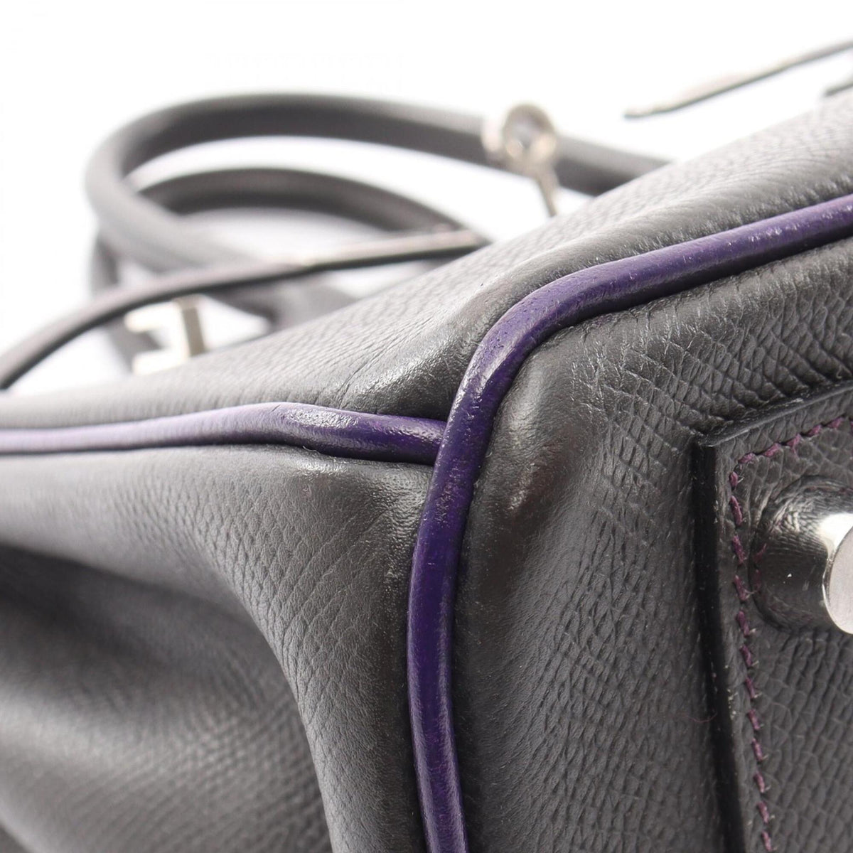 Hermes Graphite Gray Purple Violet Epsom Leather Handbag (Pre-Owned)