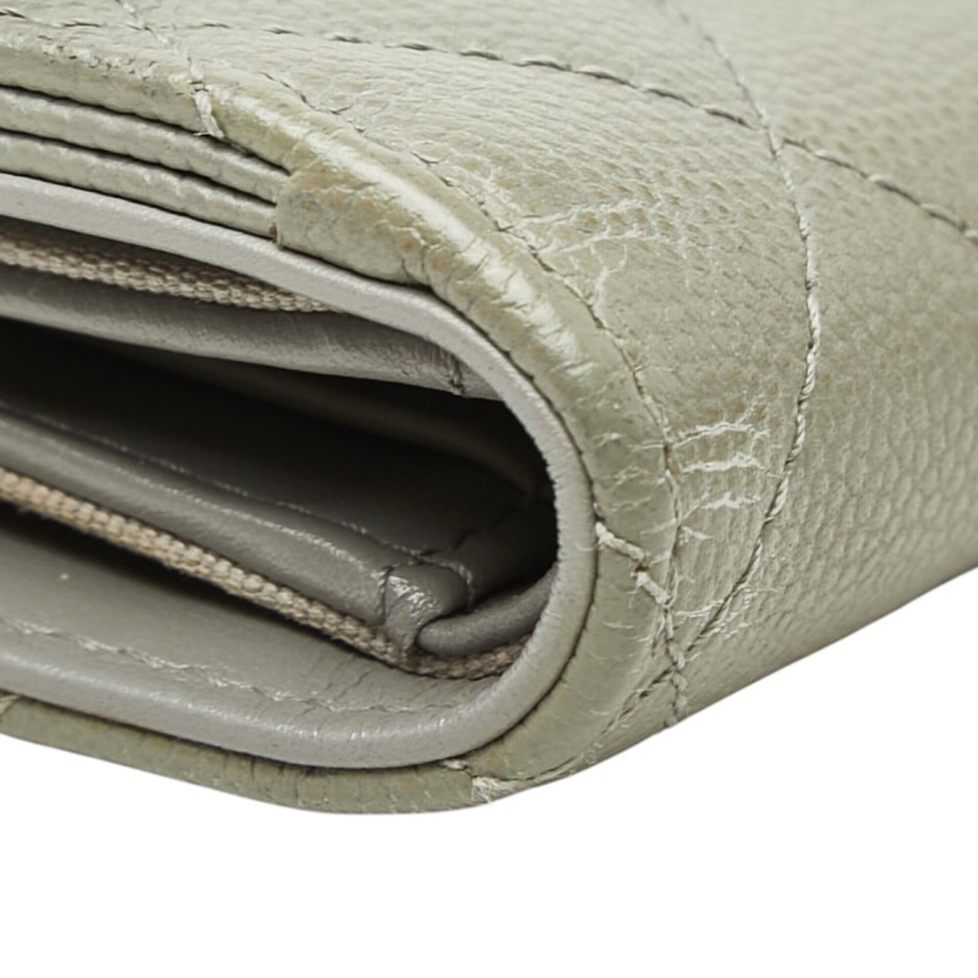 Chanel Gray Grained Calfskin Wallet (Tri-Fold) (Pre-Owned)