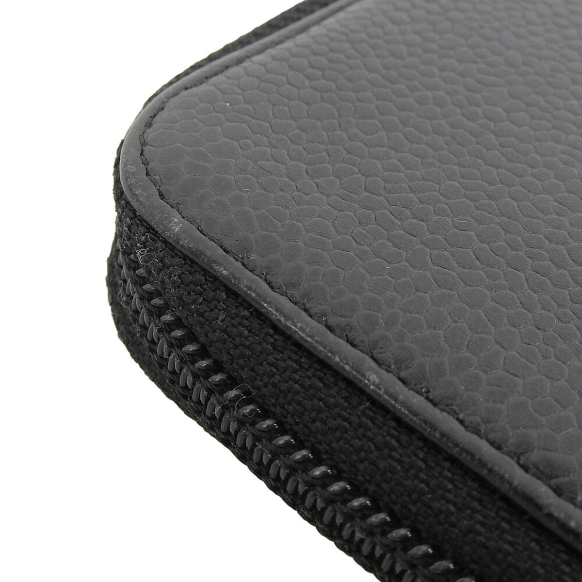 Chanel Black Grained Calfskin Long Wallet (Bi-Fold) (Pre-Owned)