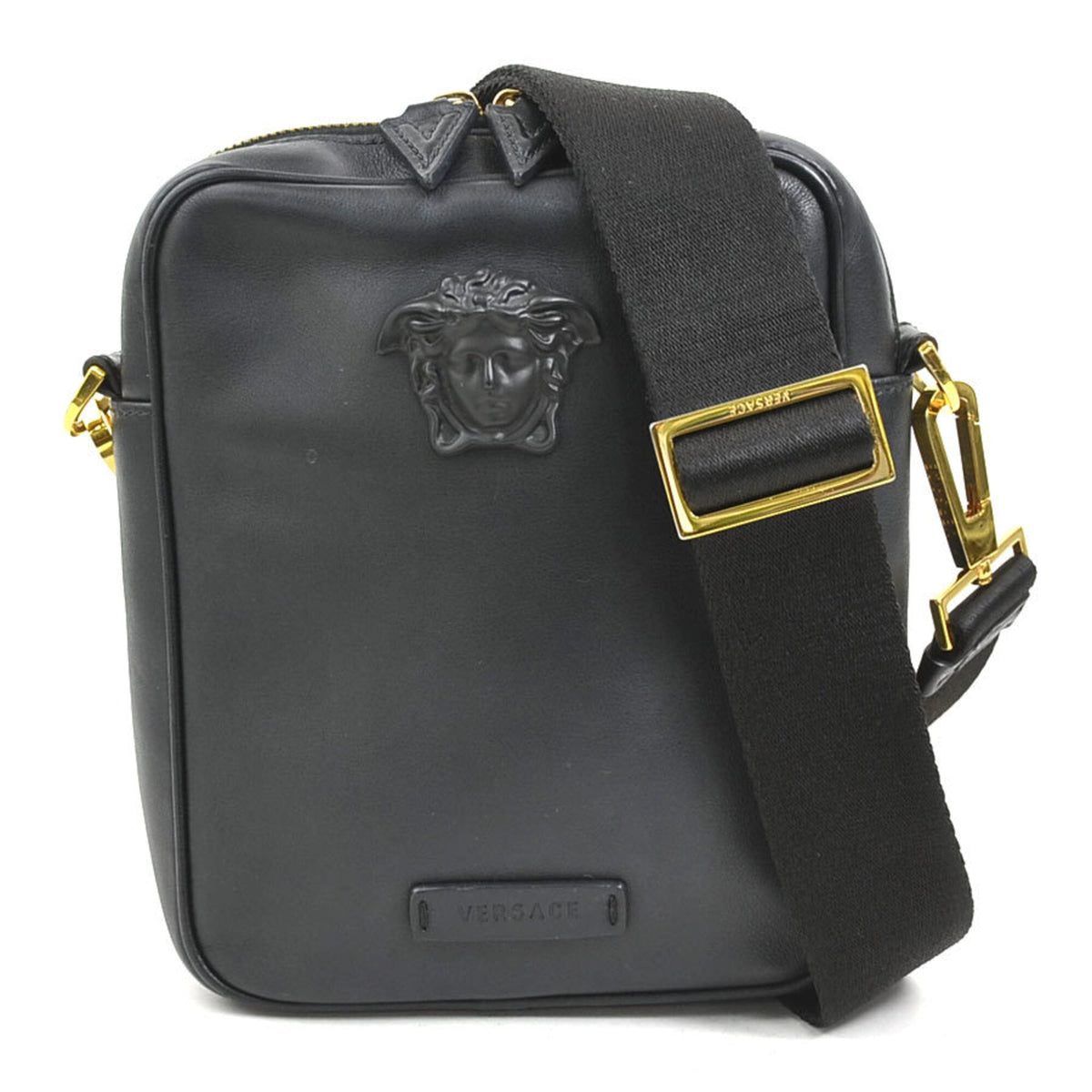 Versace Black Leather Shoulder Bag (Pre-Owned)