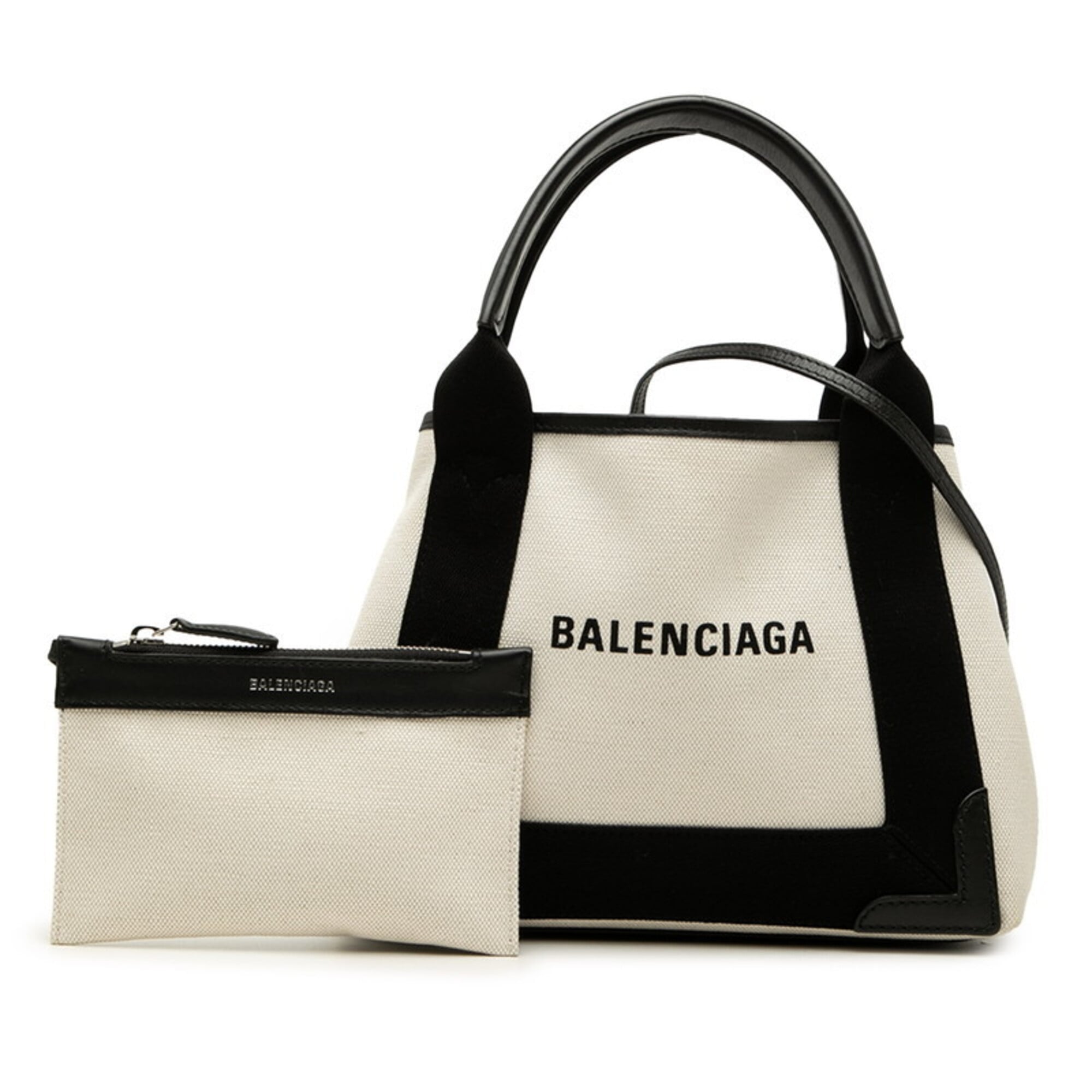 Balenciaga Black Ivory Ivory Handbag Pouch Shoulder Bag (Pre-Owned)