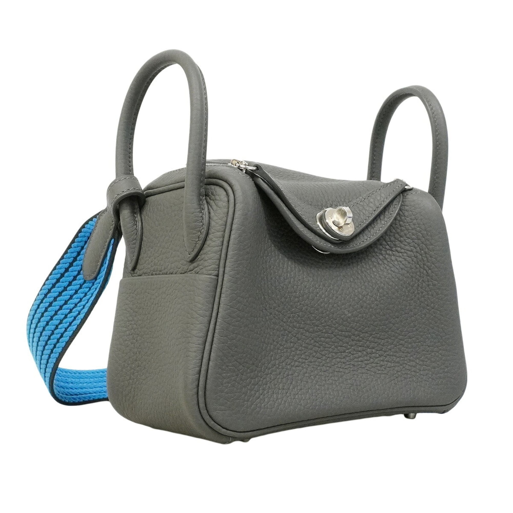 Hermes Ardoise Taurillon Clemence Leather Handbag (Pre-Owned)