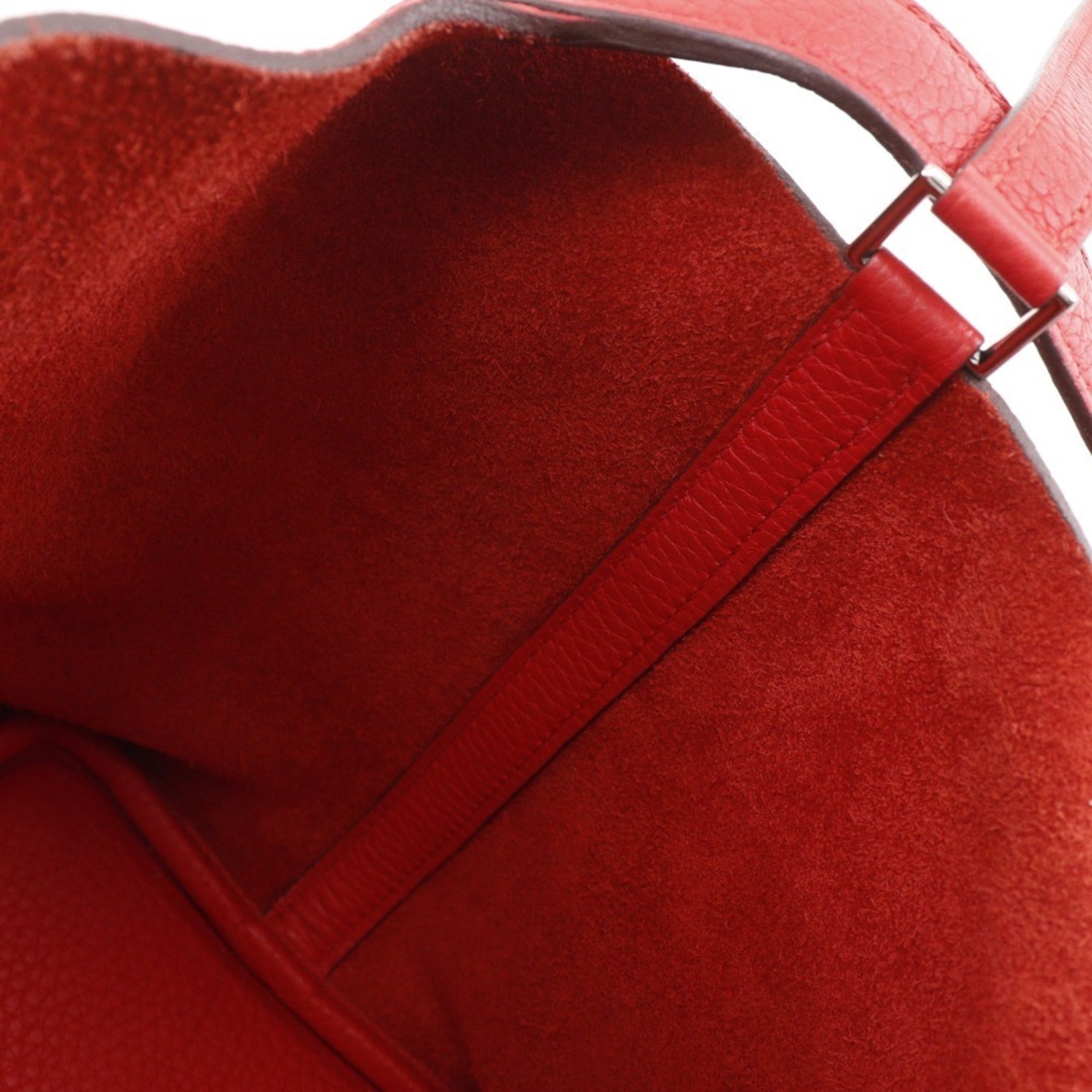 Hermes Picotin Red Color Taurillon Clemence Leather Handbag (Pre-Owned)