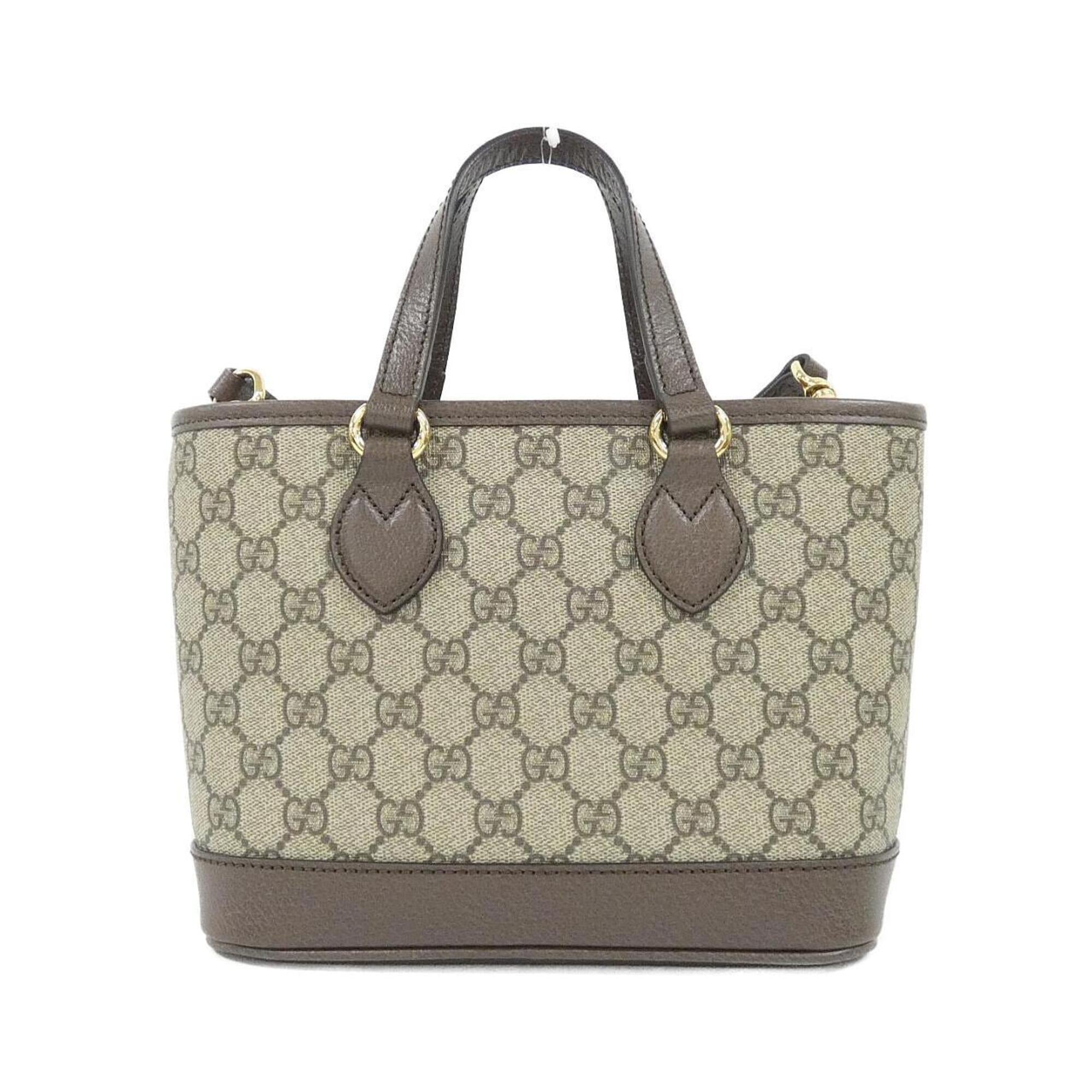 Gucci Beige Brown Gg Supreme Leather Handbag Pouch (Pre-Owned)