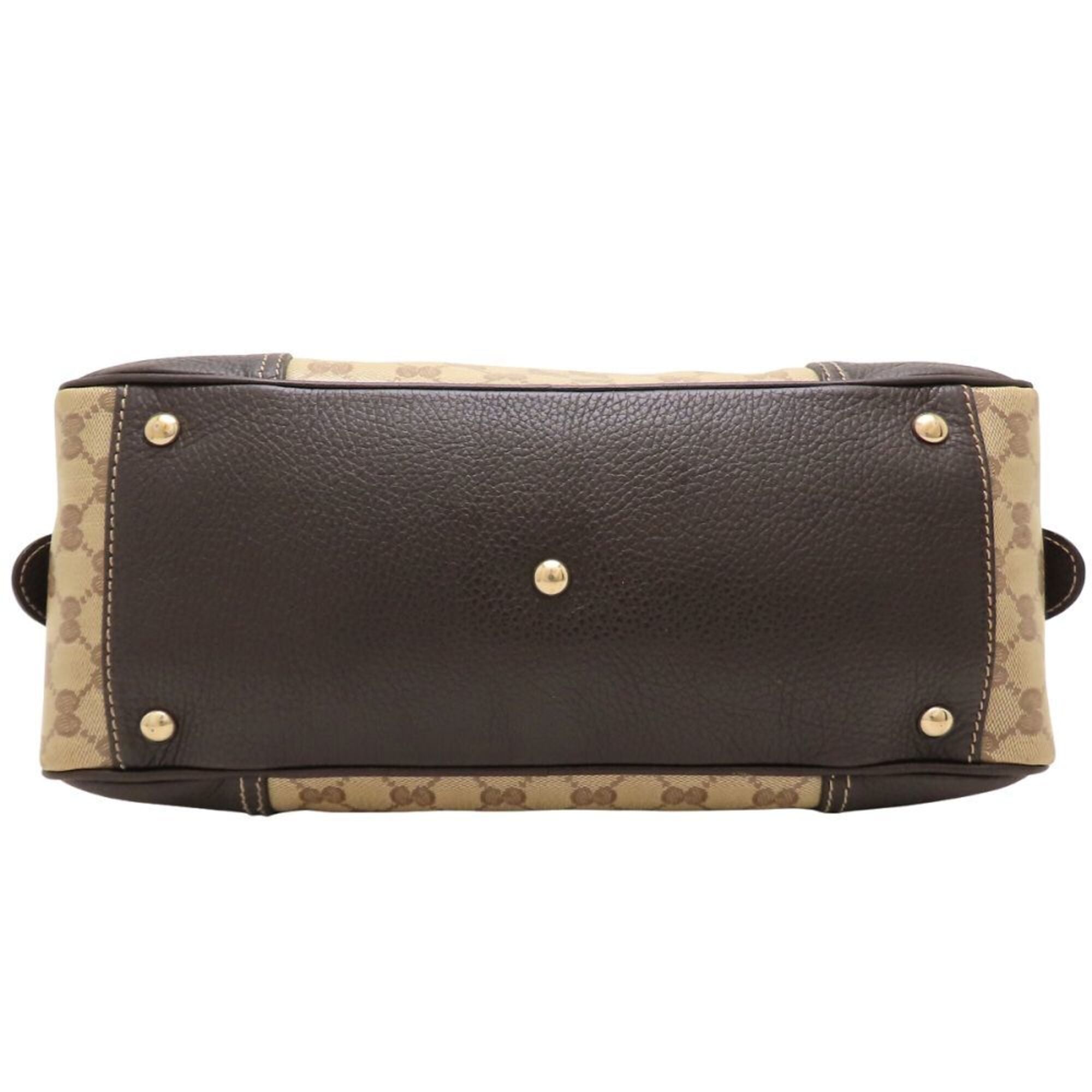 Gucci Gg Crystal Beige Brown Coated Canvas Leather Handbag (Pre-Owned)