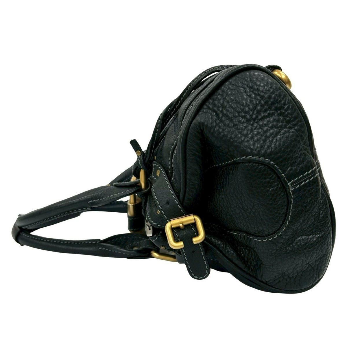 Chloé Black Leather Boston Bag Handbag Shoulder Bag (Pre-Owned)
