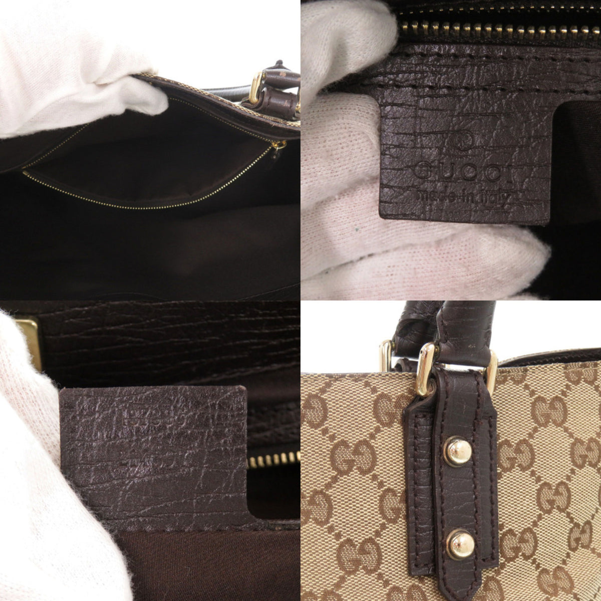Gucci Horsebit Beige Brown Gg Canvas Leather Handbag Shoulder Bag Tote Bag (Pre-Owned)