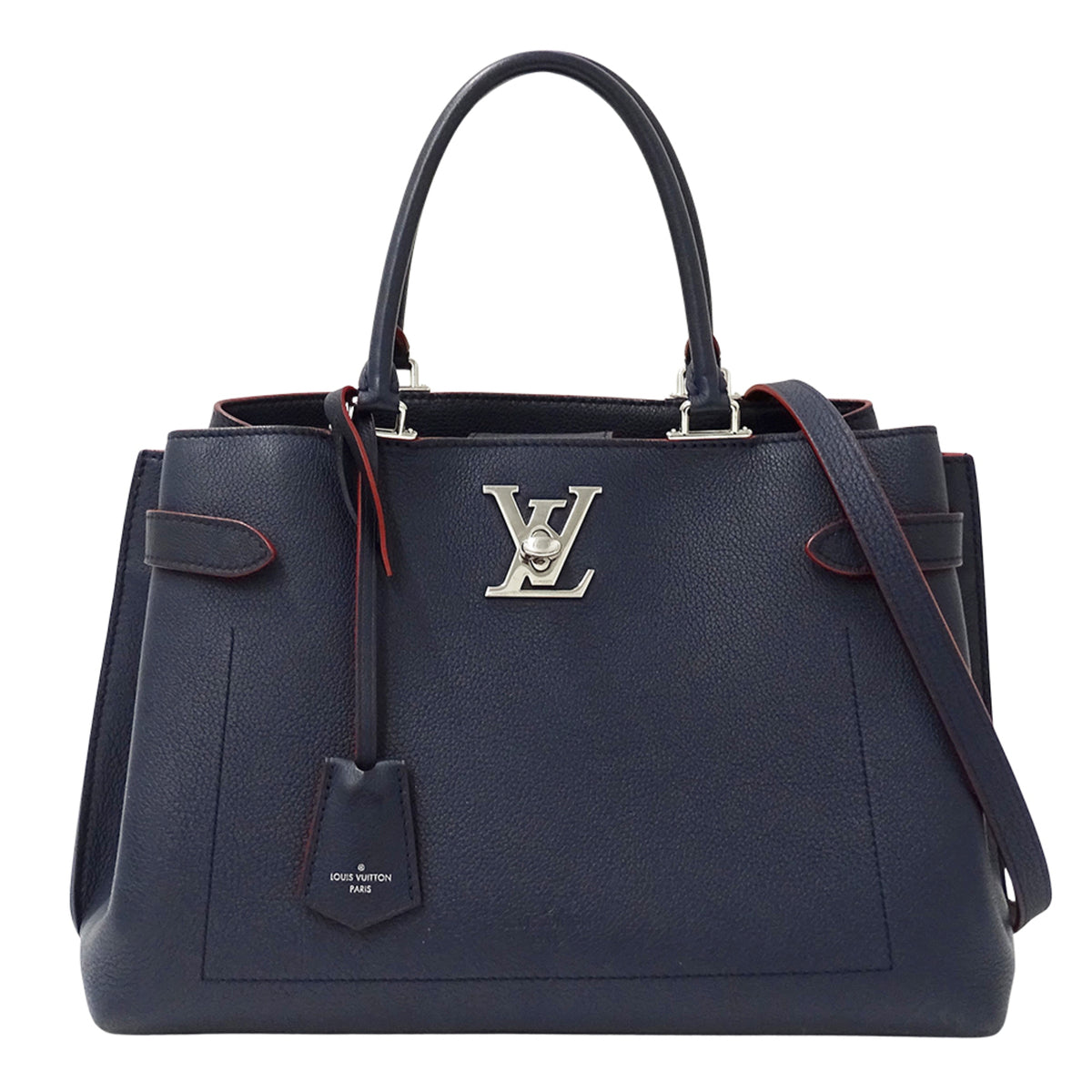 Louis Vuitton Marine Rouge Navy Leather Handbag Shoulder Bag (Pre-Owned)