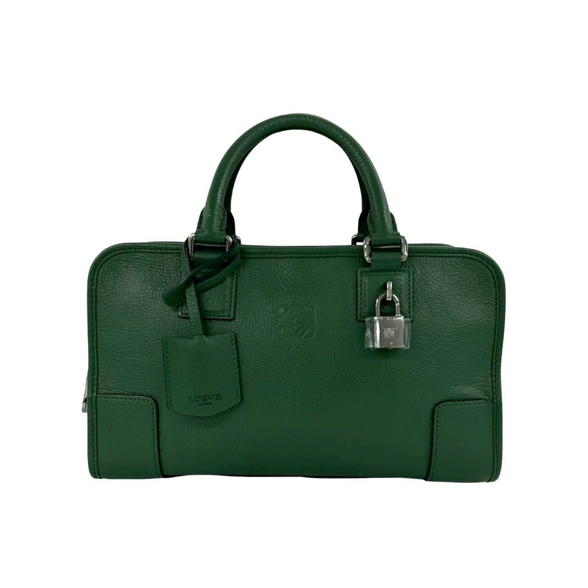 Loewe Green Leather Boston Bag Handbag (Pre-Owned)