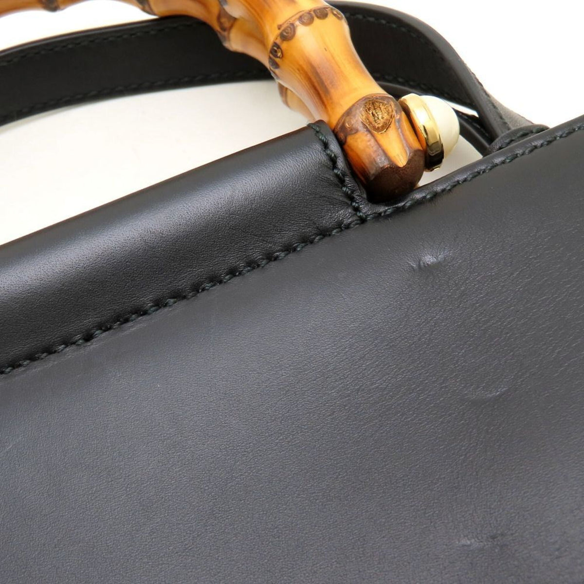 Gucci Black Bamboo Leather Handbag (Pre-Owned)