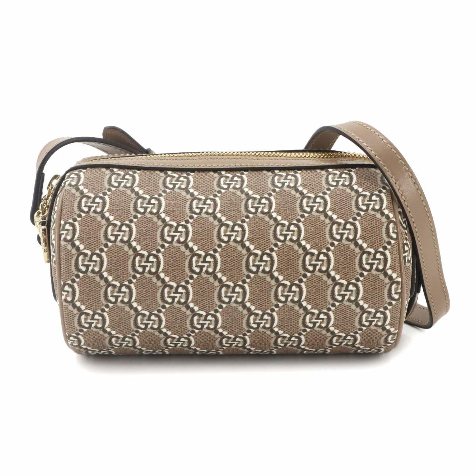 Gucci Beige Gg Supreme Canvas Leather Handbag Shoulder Bag (Pre-Owned)