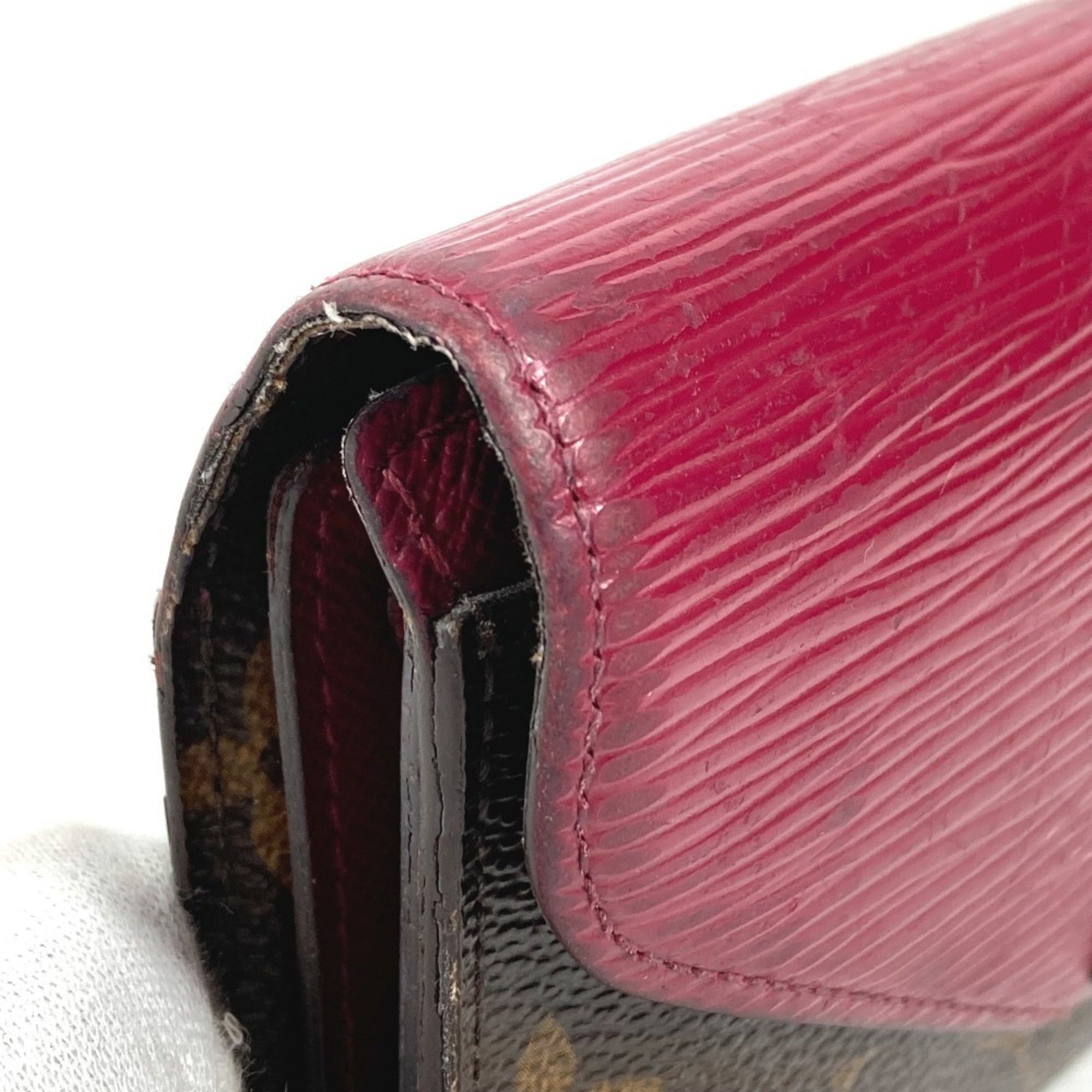 Louis Vuitton Monogram Brown Fuchsia Pink Pink Monogram Epi Leather Wallet (Tri-Fold) (Pre-Owned)