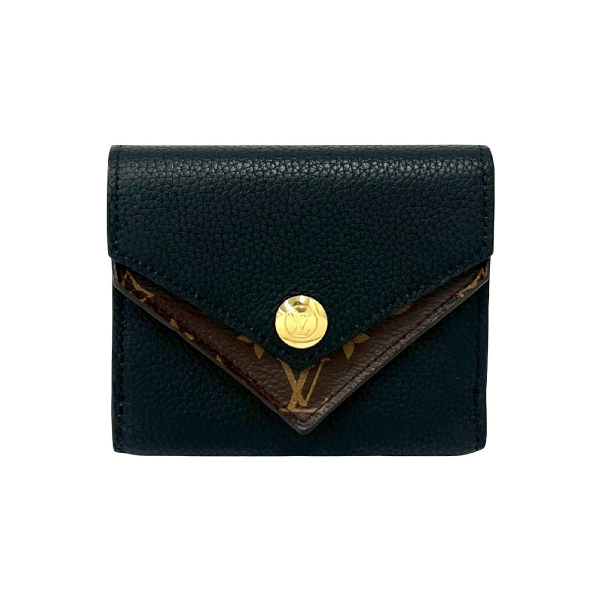 Louis Vuitton Black Leather Wallet (Tri-Fold) (Pre-Owned)