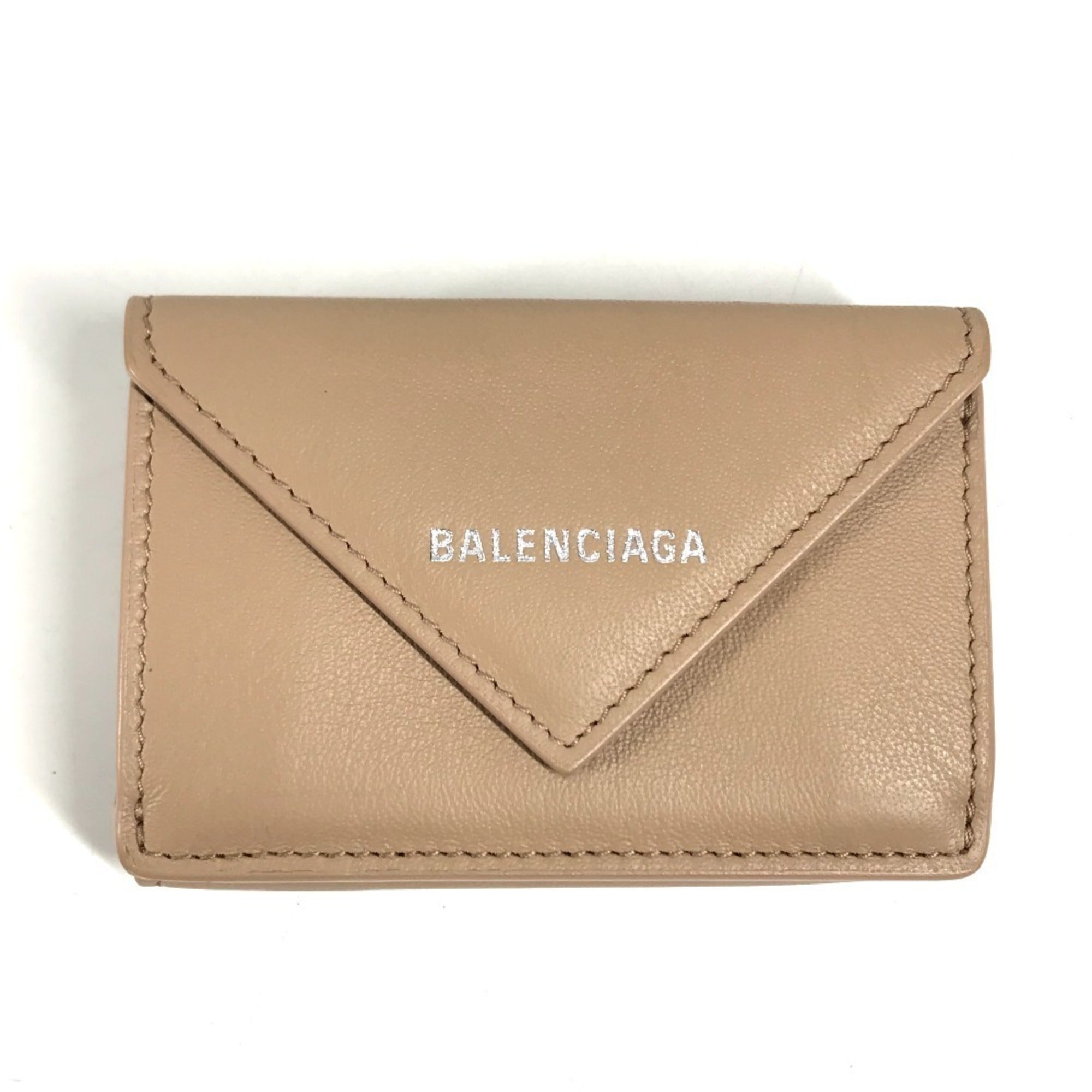 Balenciaga Beige Leather Wallet (Tri-Fold) (Pre-Owned)