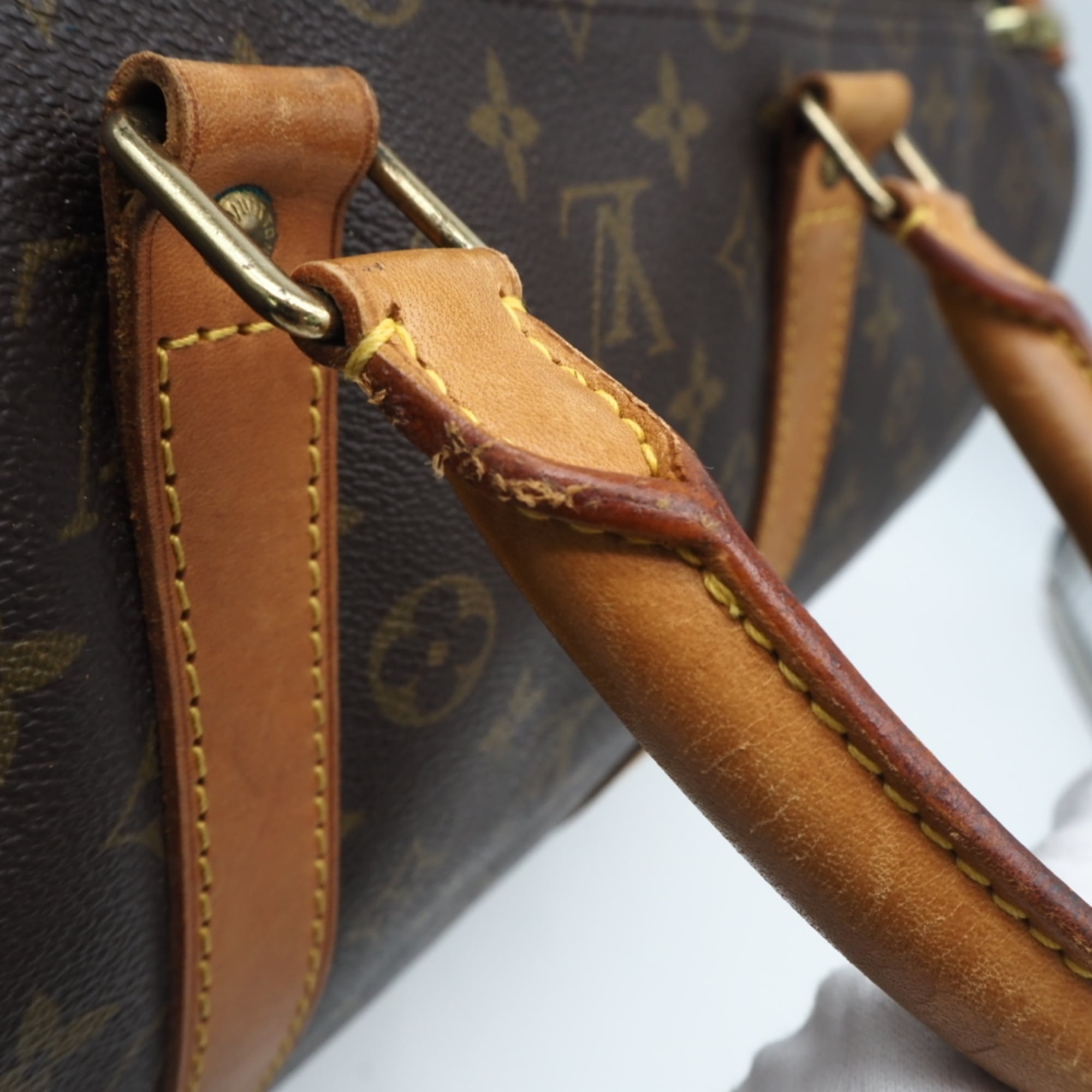 Louis Vuitton Monogram Beige Brown Coated Canvas Leather Boston Bag (Pre-Owned)
