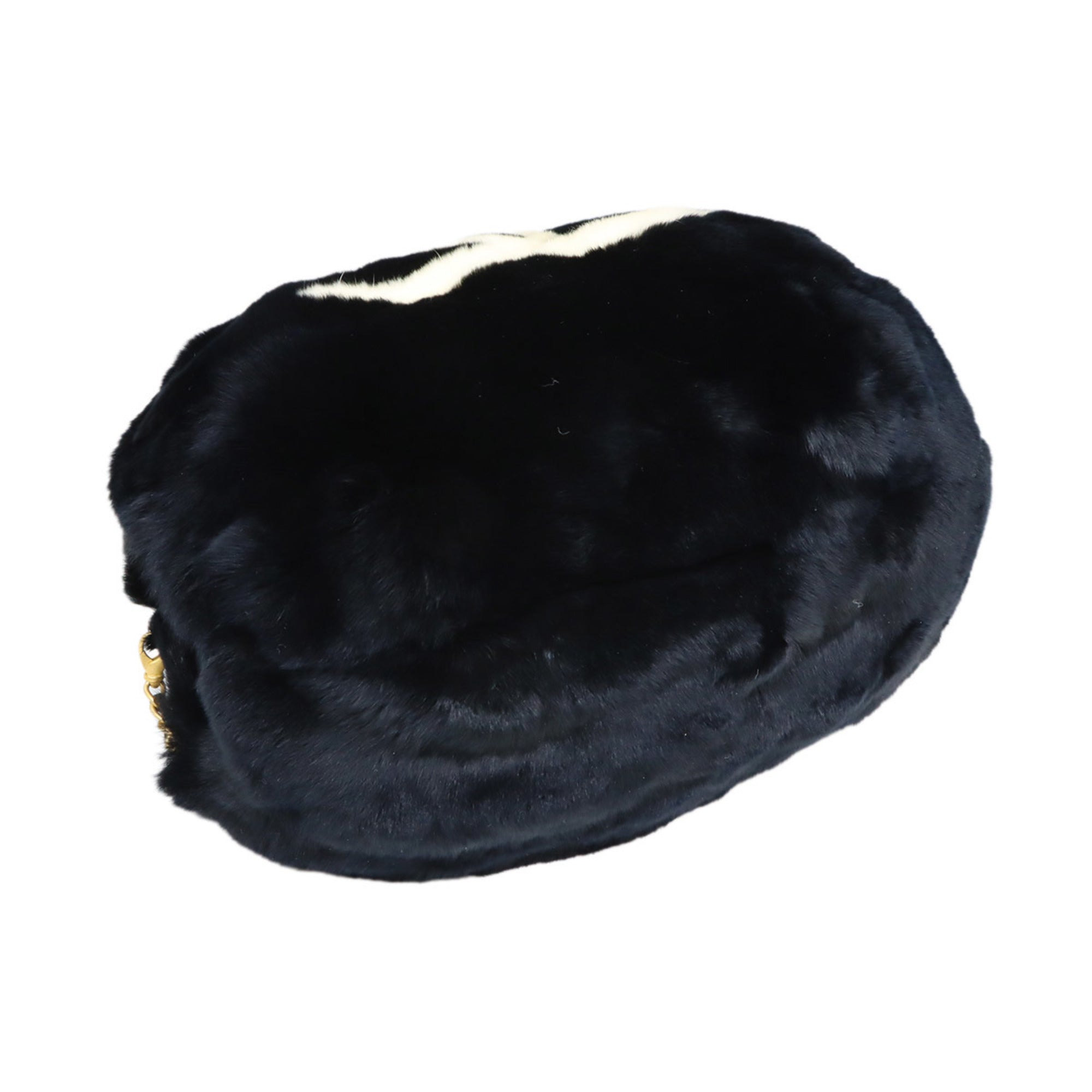 Chanel Black White Lapin Handbag Shoulder Bag (Pre-Owned)