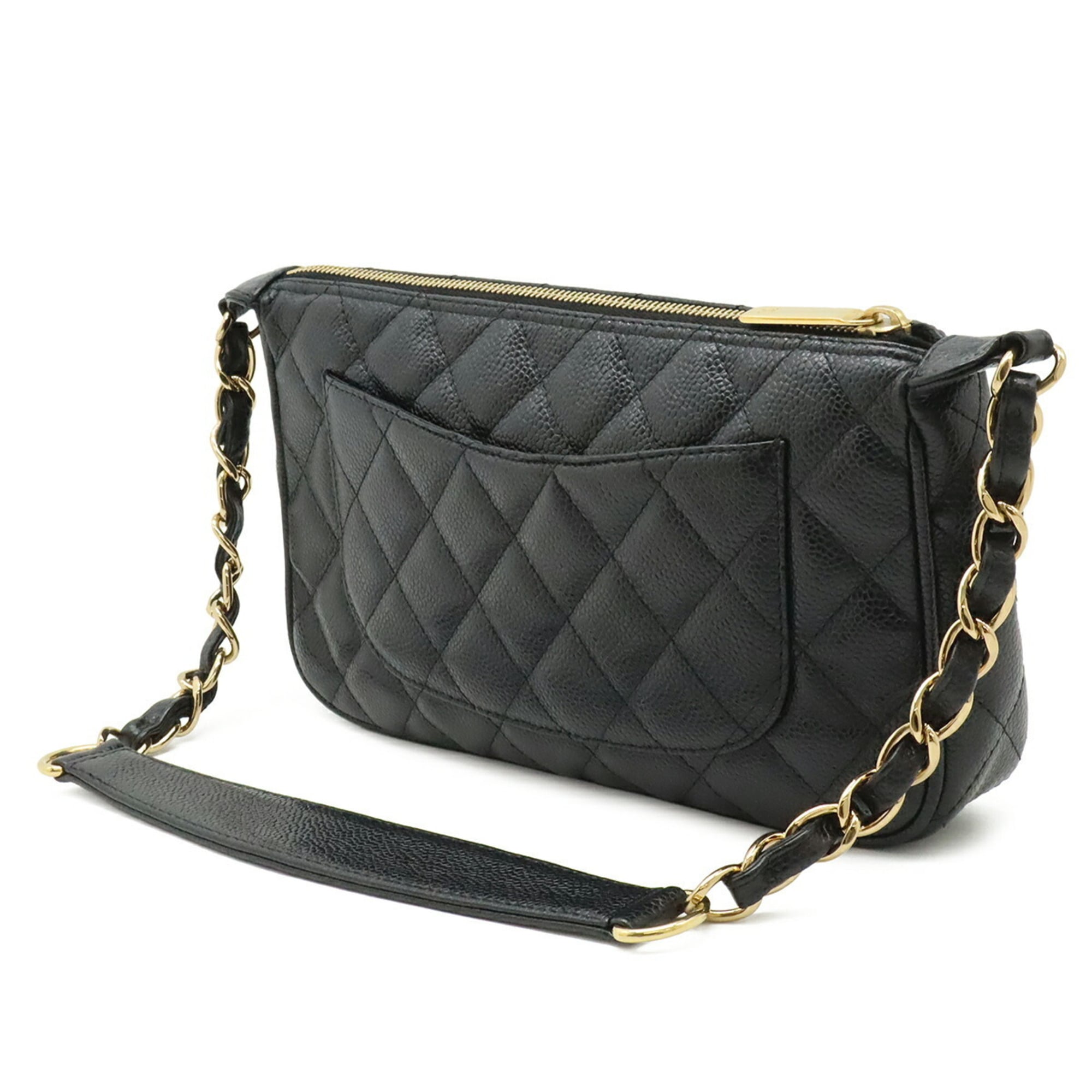 Chanel Matelasse Black Grained Calfskin Shoulder Bag (Pre-Owned)