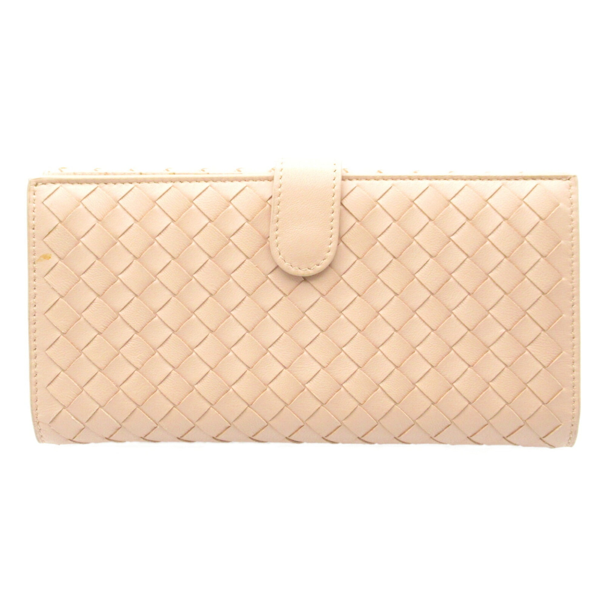 Bottega Veneta Pink Beige Leather Long Wallet (Bi-Fold) (Pre-Owned)