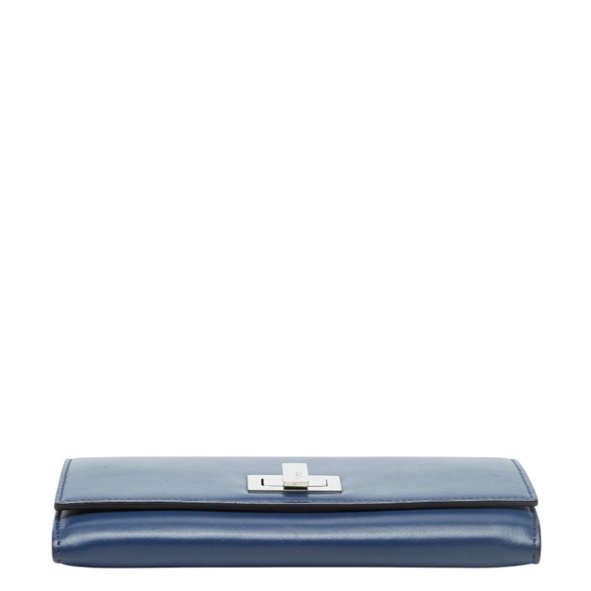 Fendi Blue Leather Long Wallet (Bi-Fold) (Pre-Owned)
